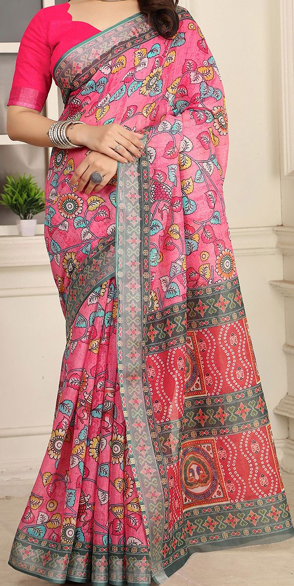 Anouk Kalamkari Linen Blend Saree