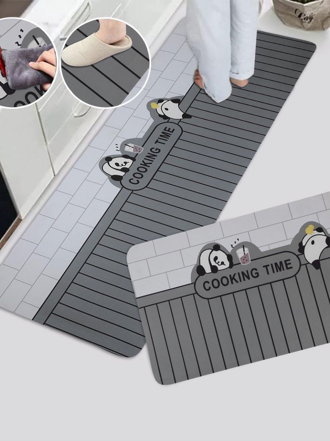 FAVRIA Grey Waterproof Kitchen Mats