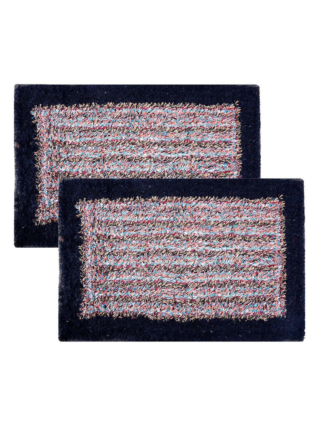 Kuber Industries 2-Pcs Blue Striped Rectangular Stain Resistant Dust Trapper Doormats-picture-55