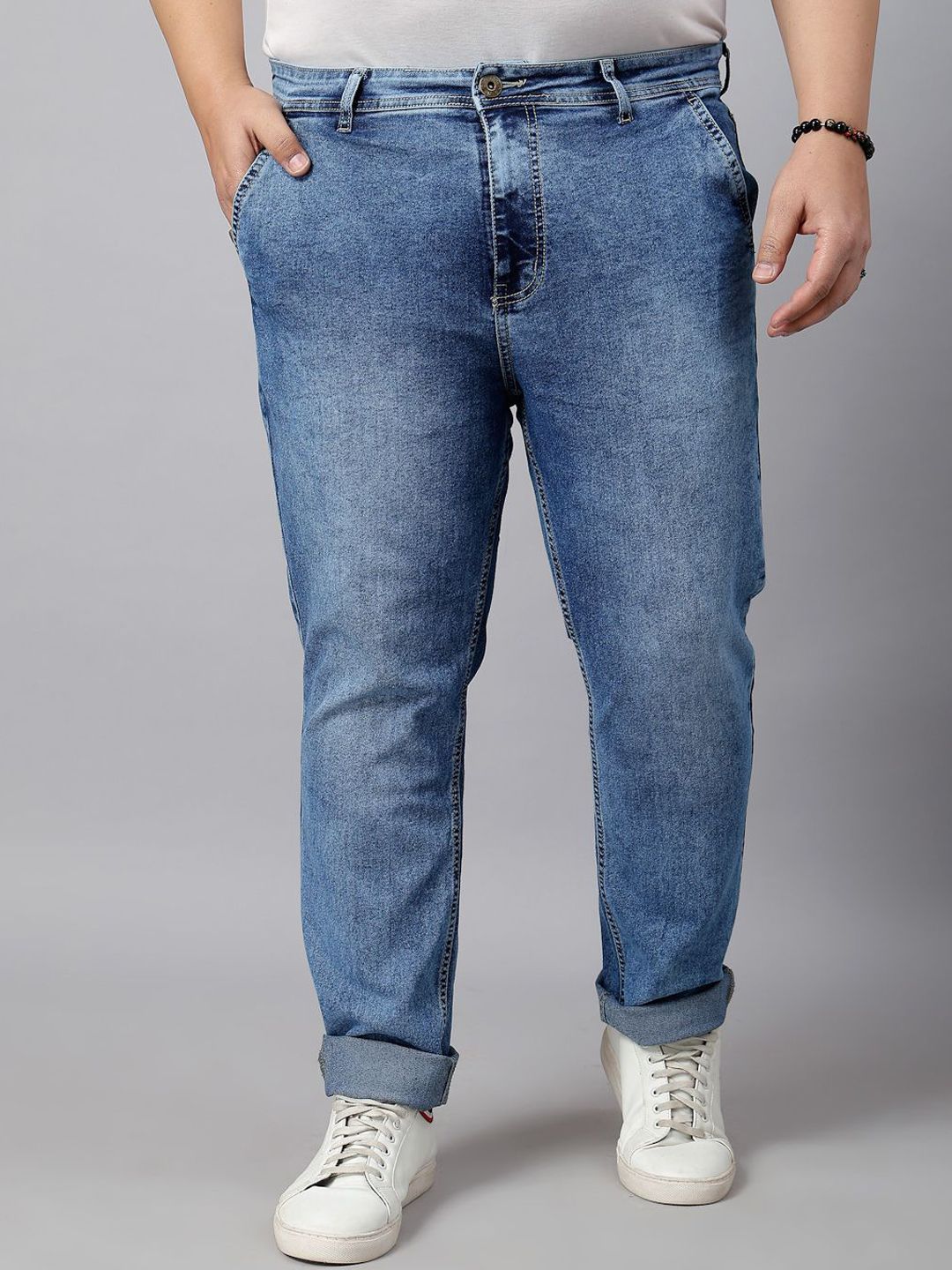 Style Quotient Men Tapered Fit Light Fade Stretchable Jeans-picture-30