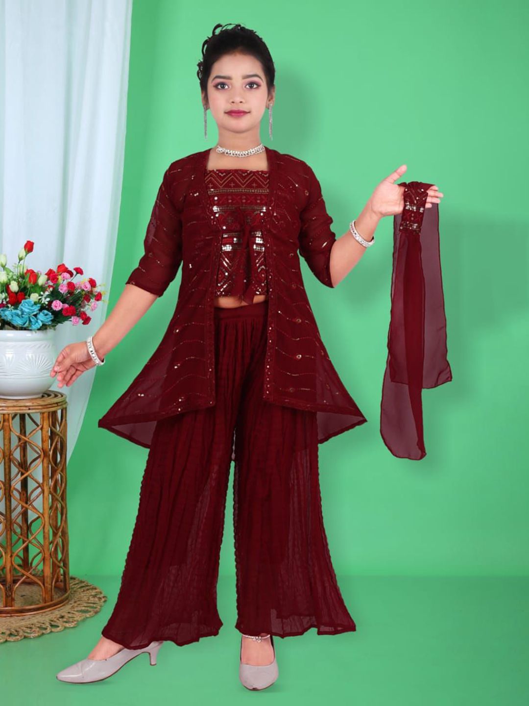 SM MUNIF DRESSES Embellished Georgette Maxi Dress-picture-15