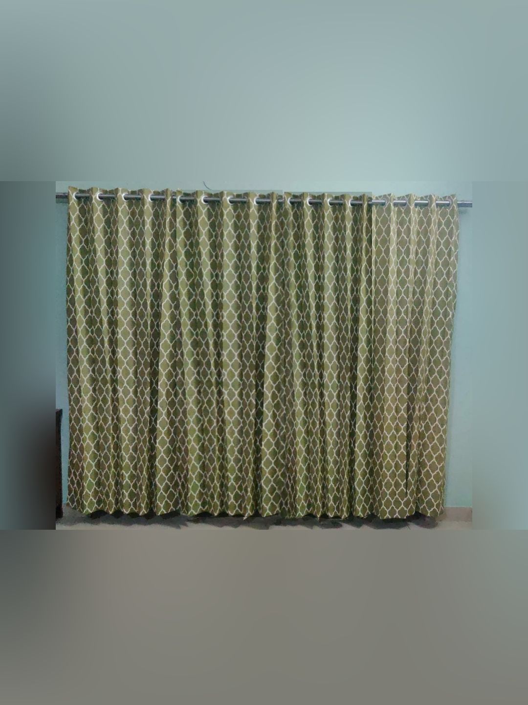 Trance Home Linen Green & White Set of 4 Floral Door Curtain-picture-43