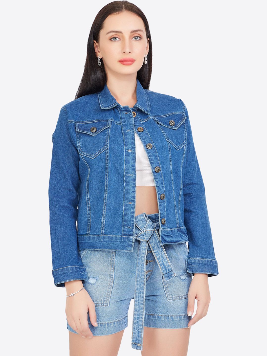 CEFALU Women Denim Jacket with Patchwork-picture-26
