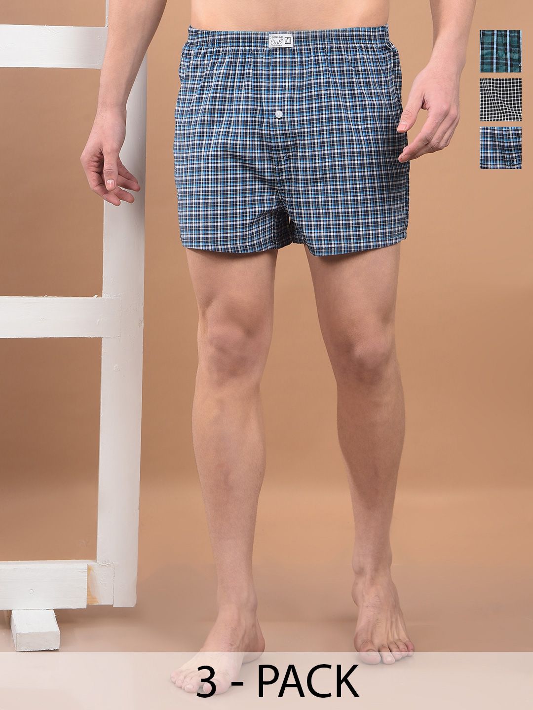 Dollar Pack Of 3 Checked Cotton Boxer TSSO-01-CHECK123-PO3-image-7