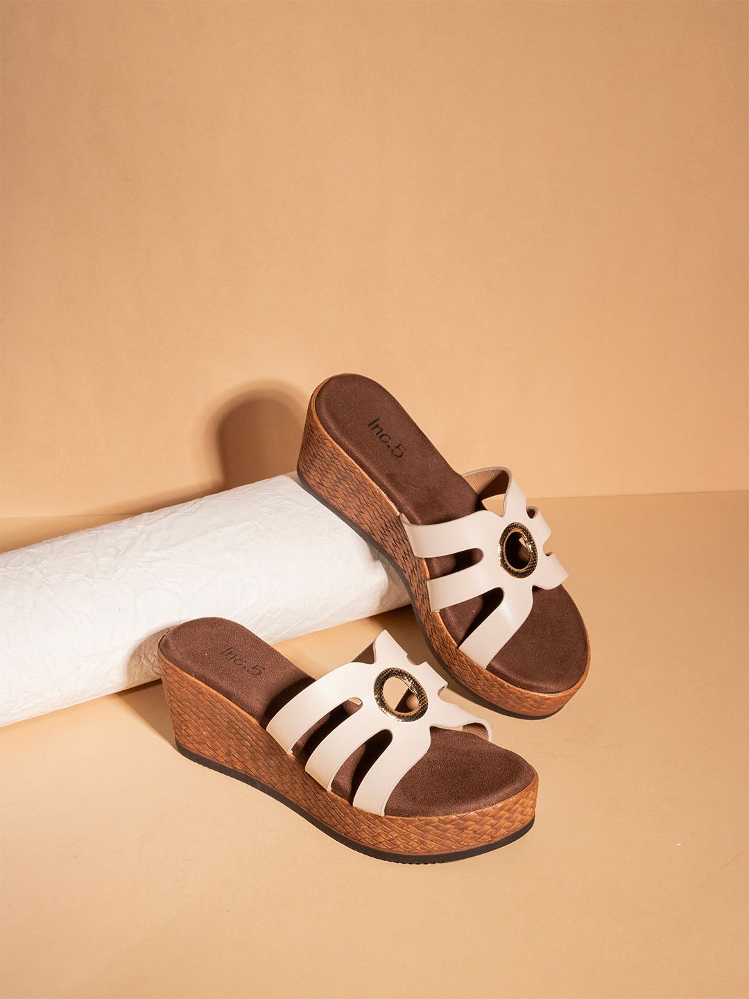 Inc 5 Striped Party Wedge Sandals-picture-46
