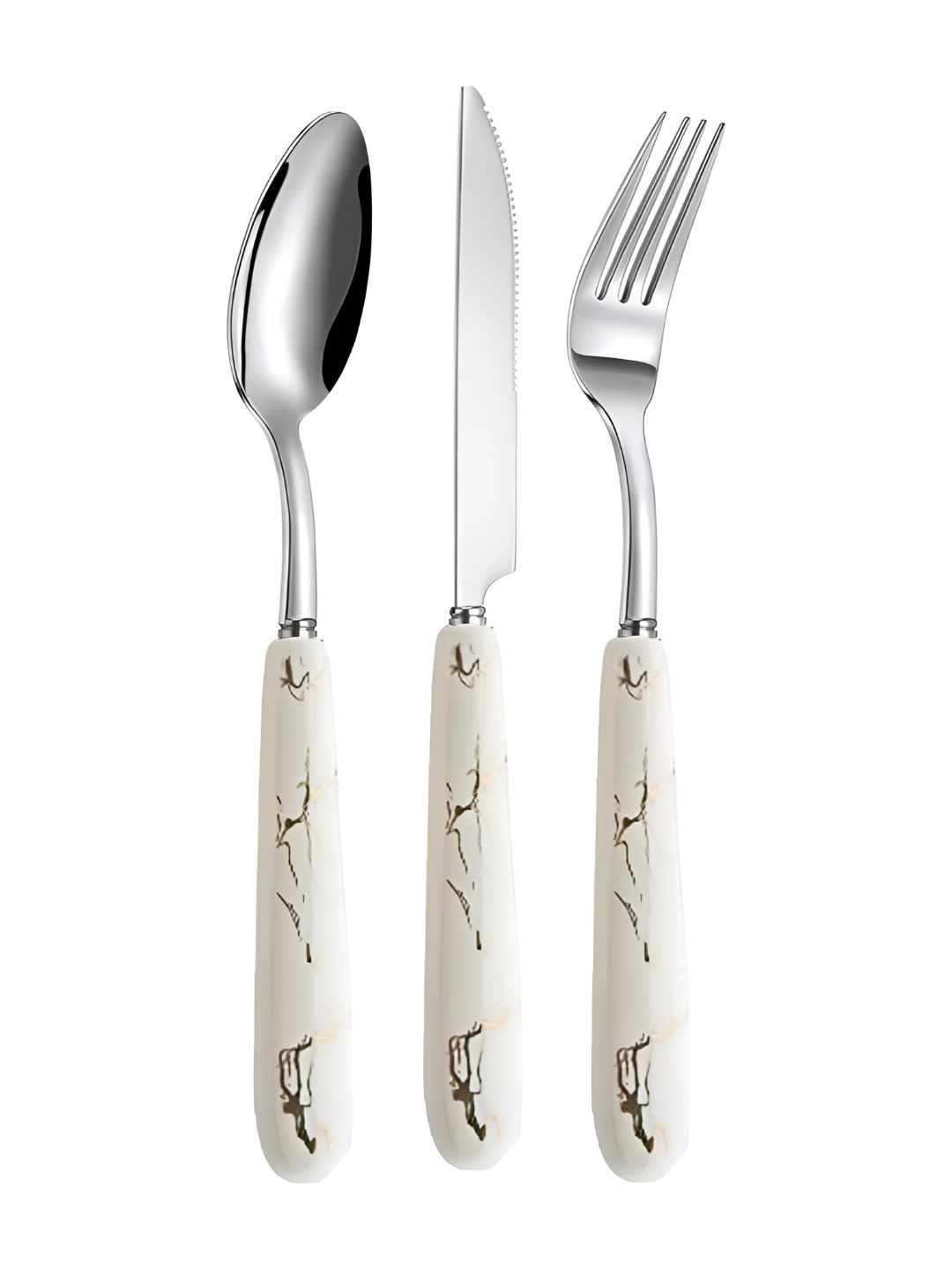 Baskety White 3 Pieces Stainless Steel Cutlery Spoon Set-picture-27