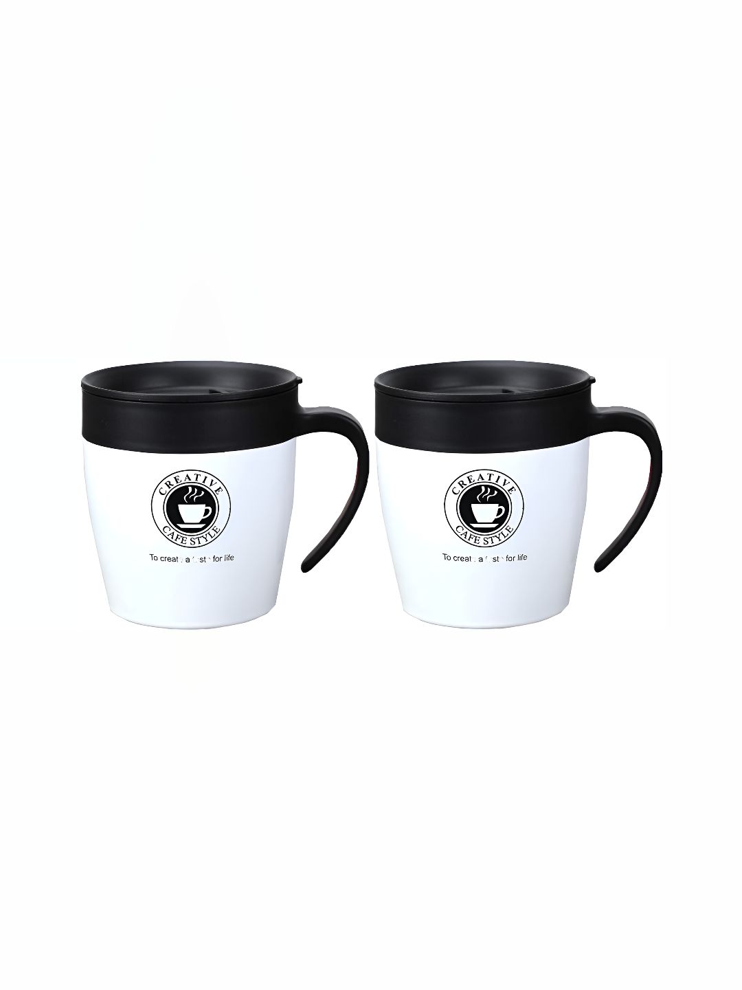 Baskety White & Black Solid Stainless Steel Matte Mugs Set of Cups and Mugs-picture-23