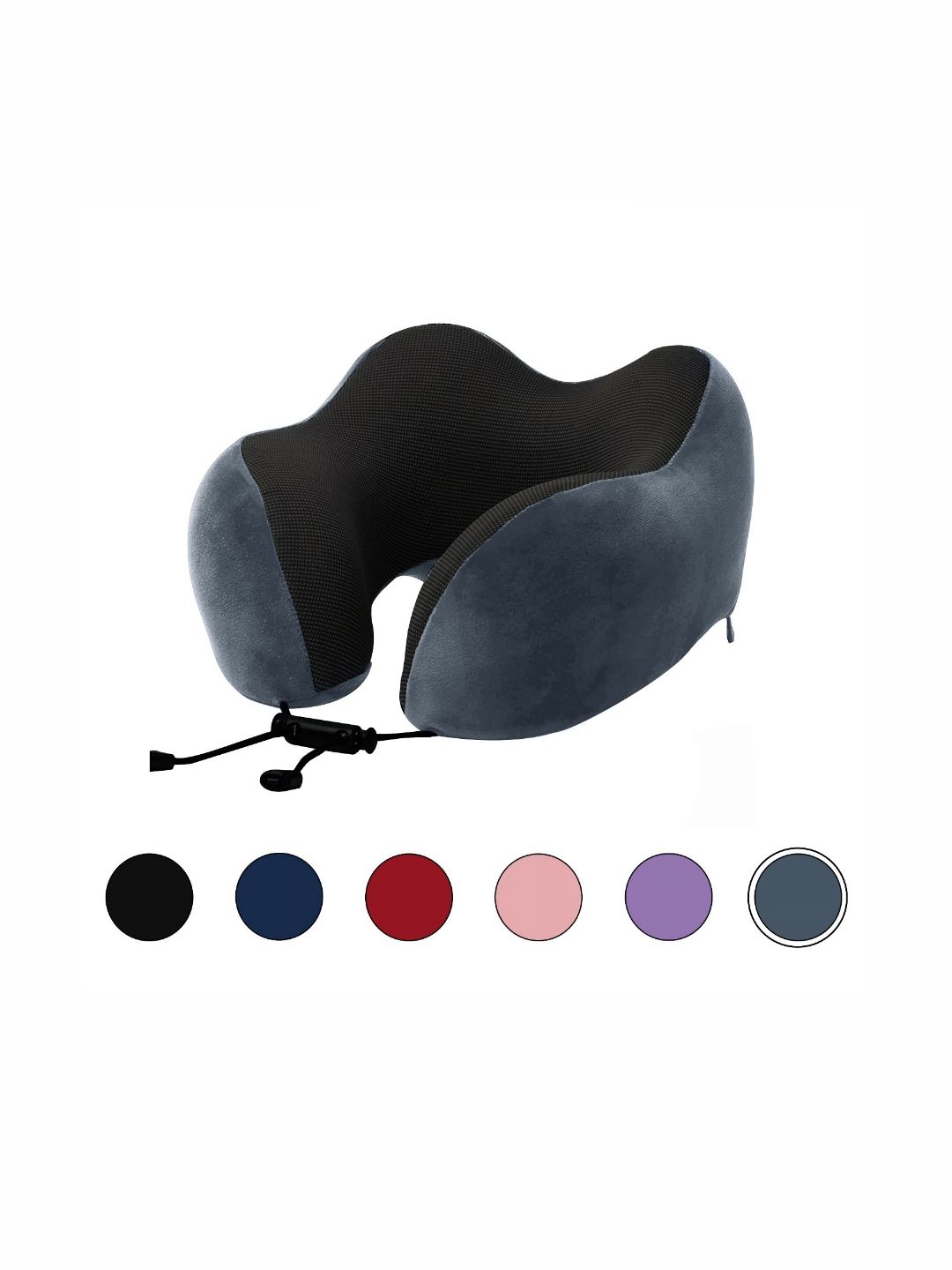 BILLEBON Grey Memory Foam Filled Polycotton Breathable Travel Pillow-image-49