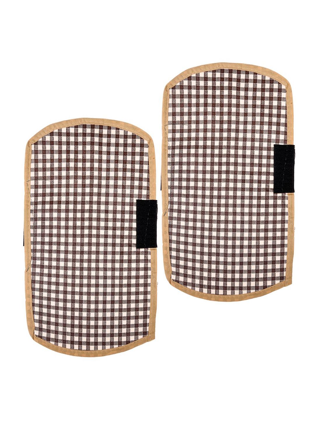 Kuber Industries 2-Pcs Brown Checked Fridge Handle Cover-image-48
