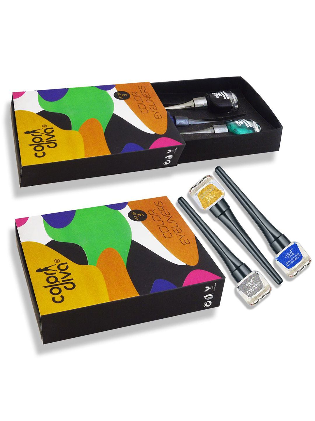 Color Diva Set Of 3 Jewel Waterproof Shimmer Liquid Eyeliner - 6ml Each - Blue-Gold-Silver-image-15