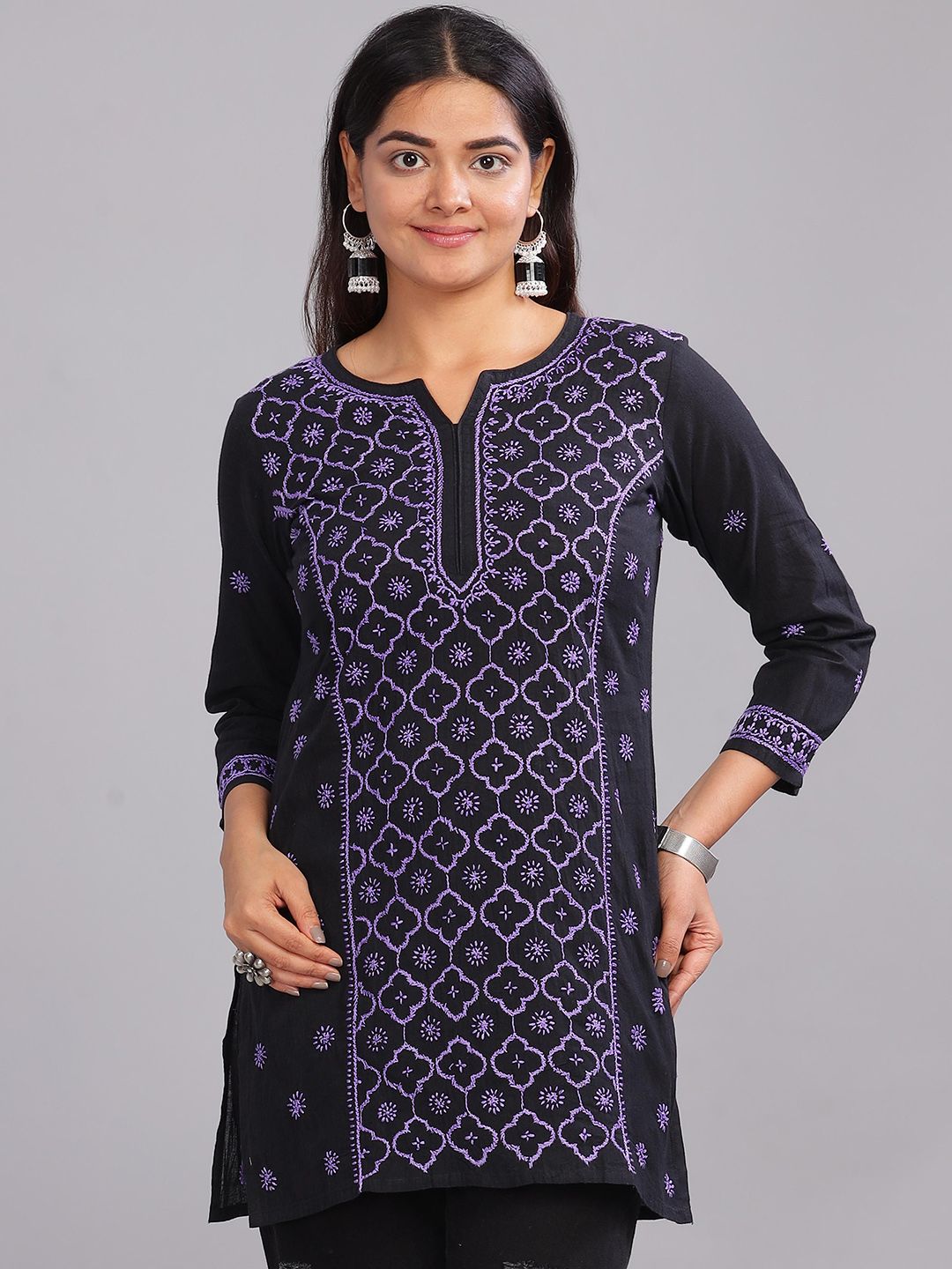 Club Loom Floral Chikankari Embroidered Pure Cotton Straight Kurti-picture-43