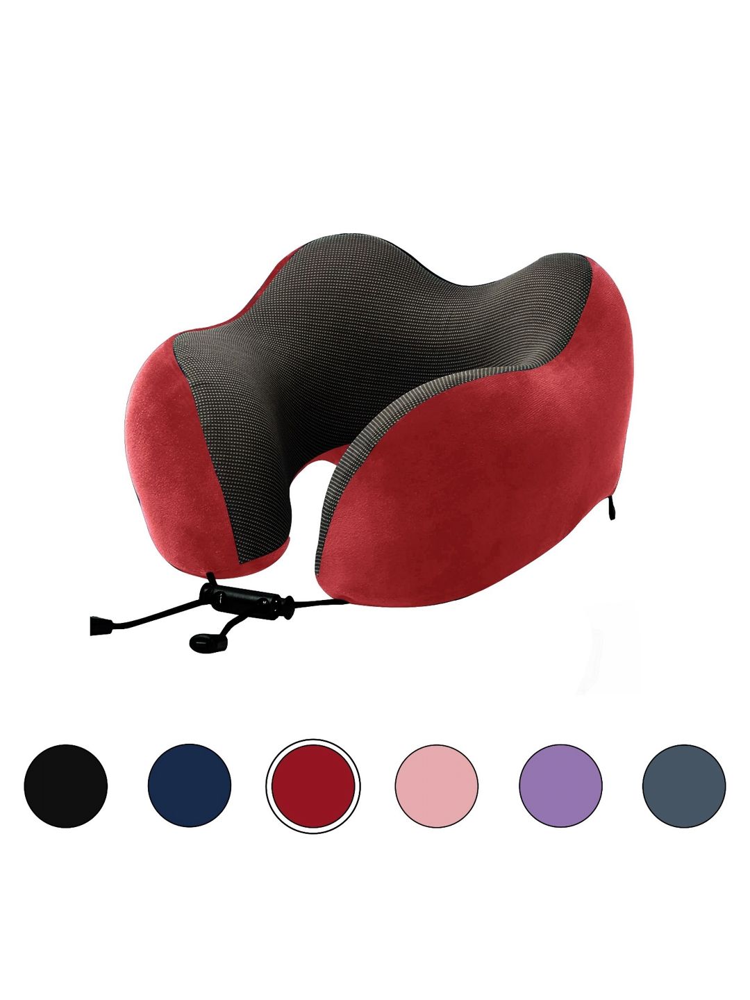 BILLEBON Red Memory Foam Filled Polycotton Breathable Travel Pillow-picture-52