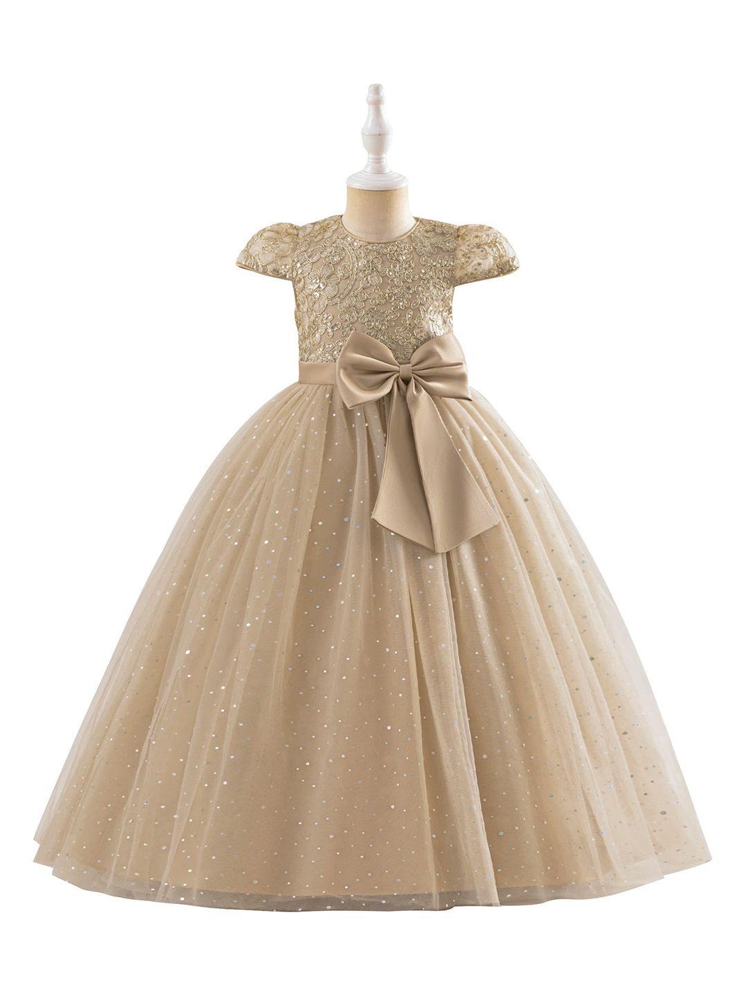 StyleCast x Revolte Embellished Net Fit & Flare Maxi Dress