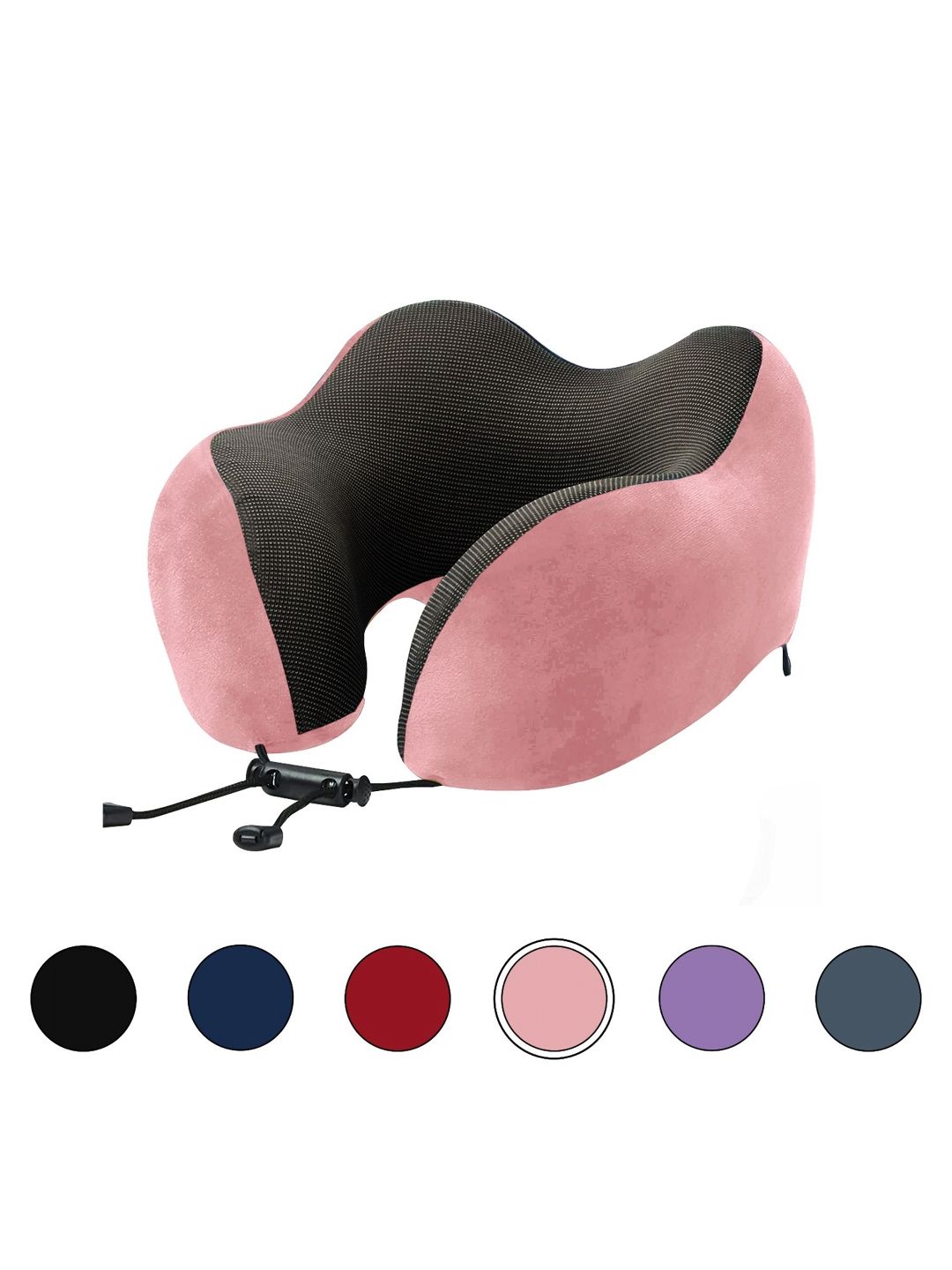 BILLEBON Pink Memory Foam Filled Polycotton Breathable Travel Pillow-picture-42