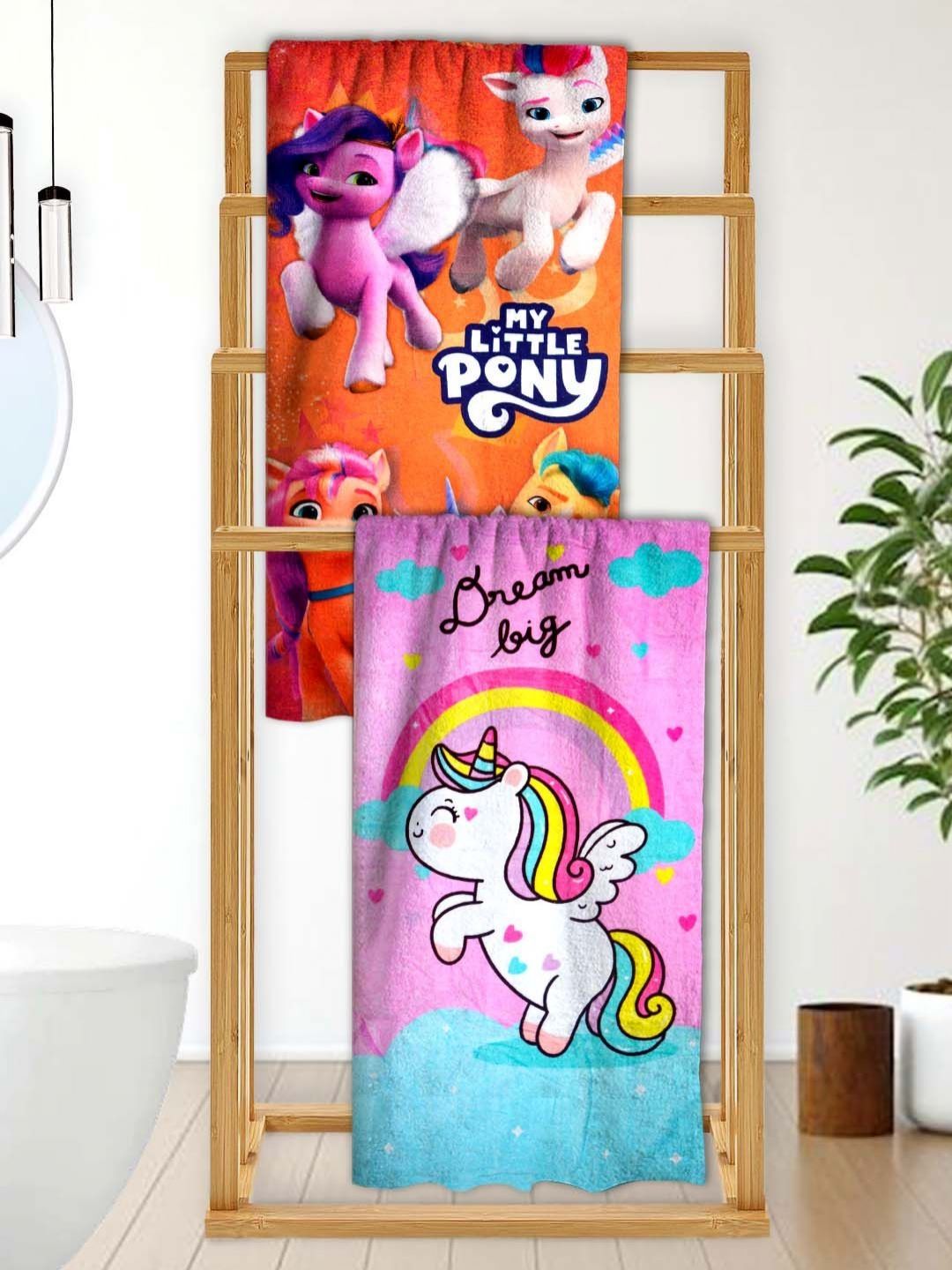 Athom Living Pink & Orange 2 Printed Cotton 350 GSM Bath Towel-image-29