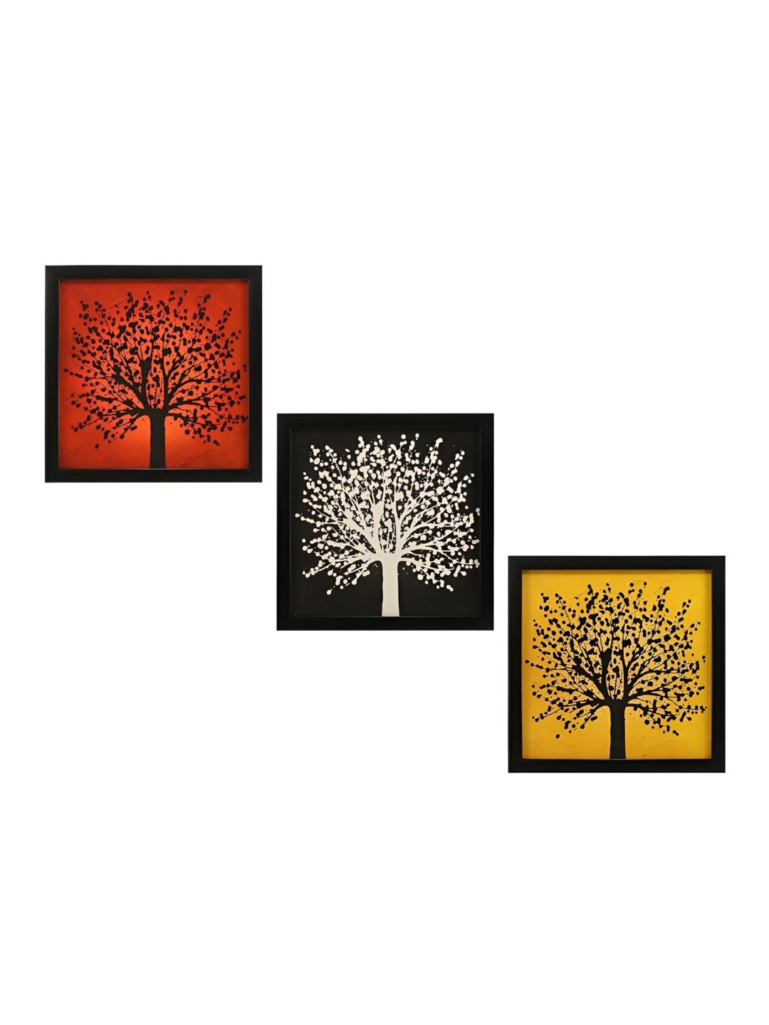 Indianara Grey & Yellow 3 Piece Canvas Floral and Botanical Wall Paintings-picture-41
