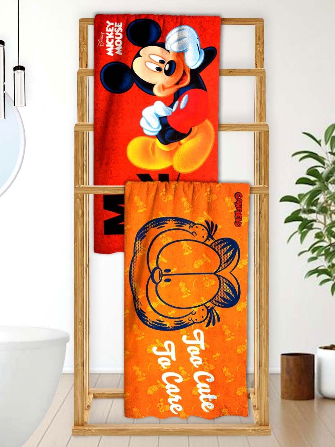 Athom Living Orange 2 Printed Cotton 350 GSM Bath Towel-picture-34