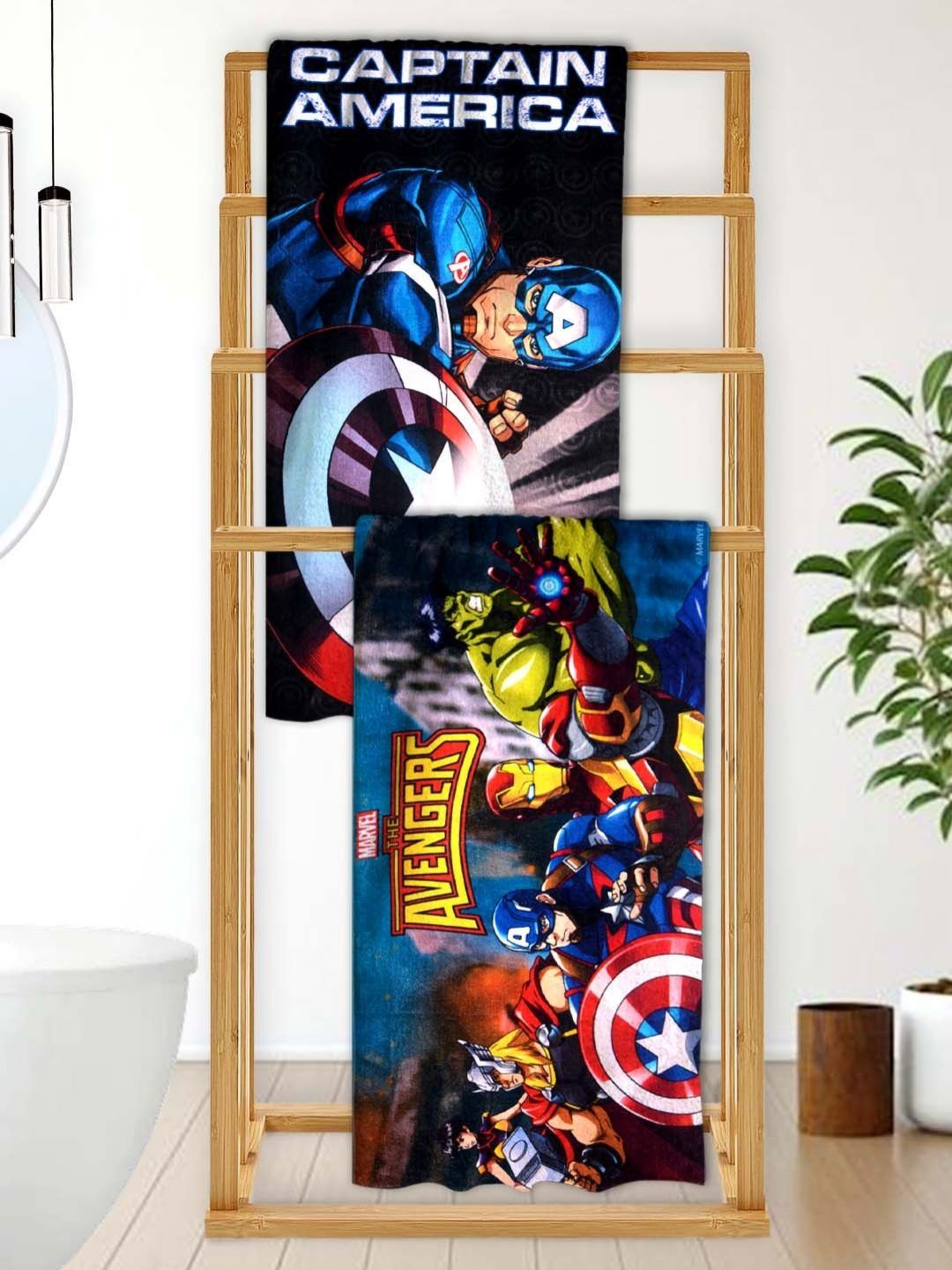 Athom Living Navy Blue & Blue 2 Printed Cotton 350 GSM Bath Towel-picture-24
