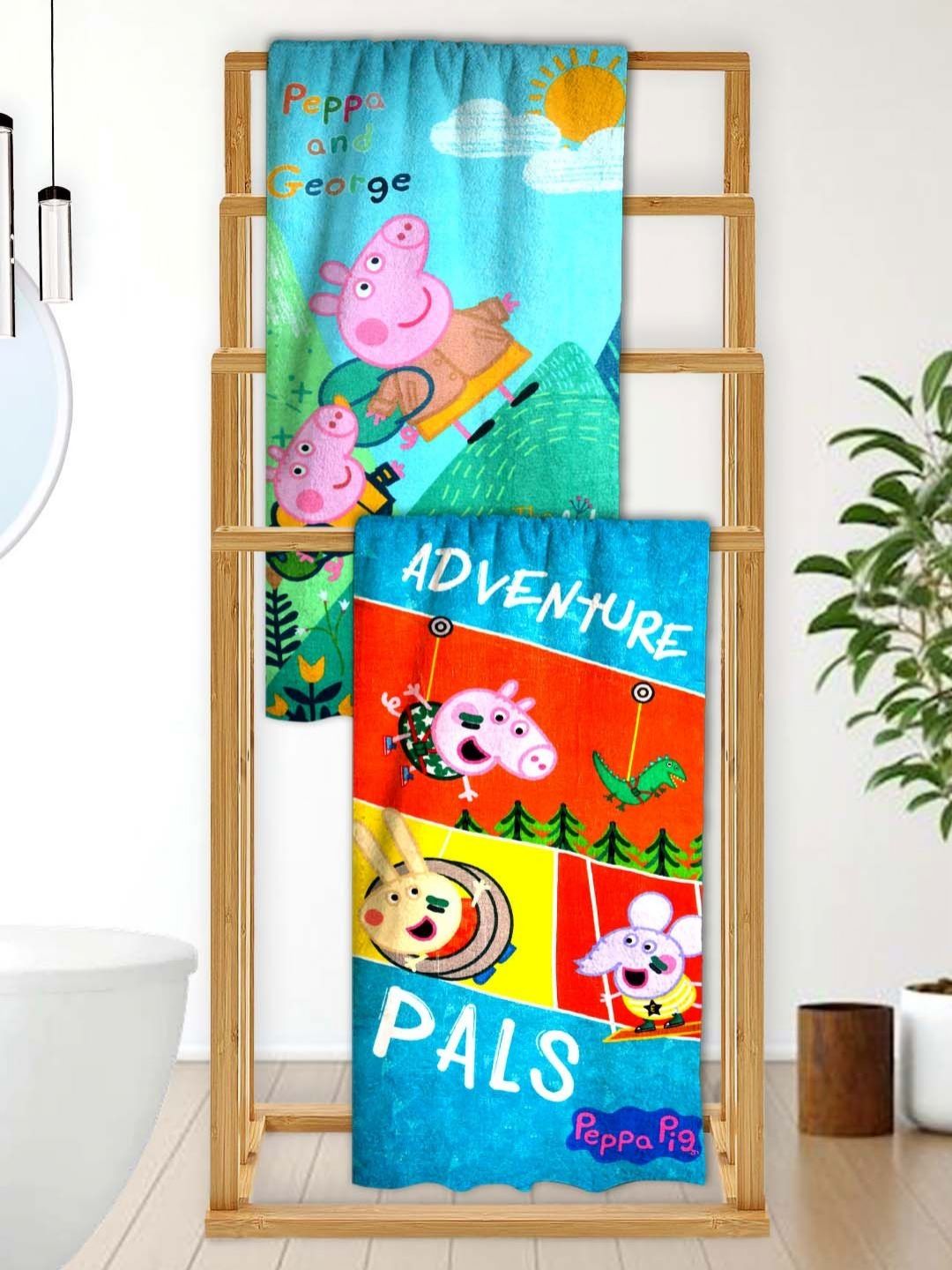 Athom Living Blue & Green 2 Printed Cotton 350 GSM Bath Towel-picture-26