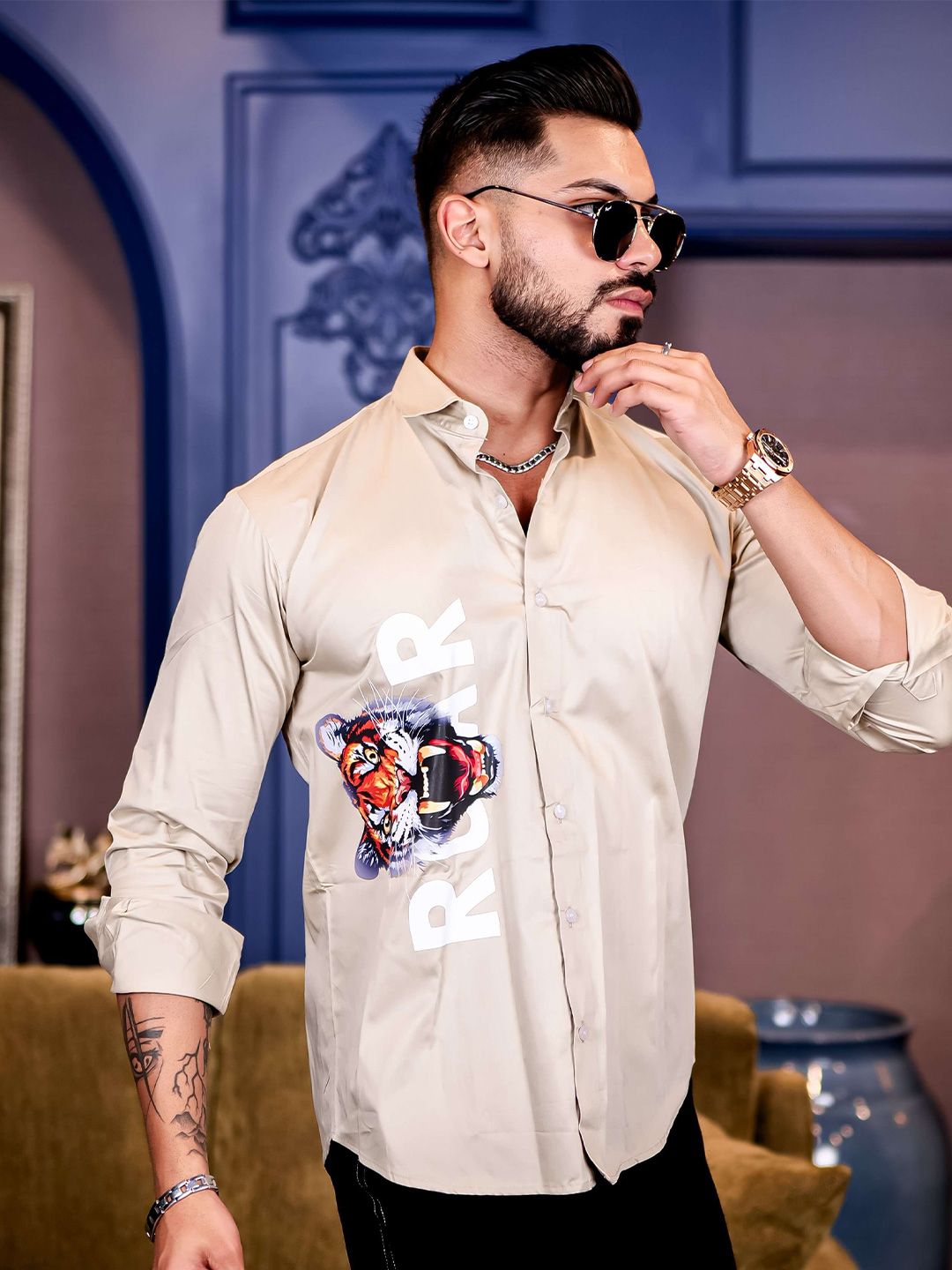 Foomer Men Standard Floral Opaque Printed Casual Shirt-picture-32