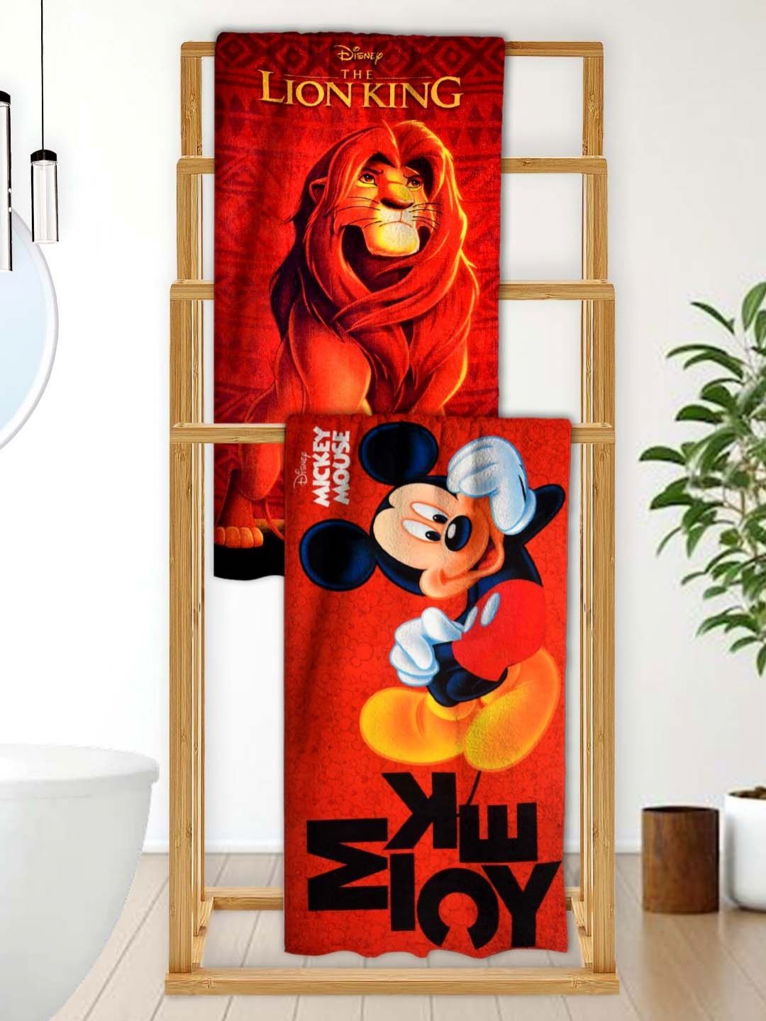 Athom Living Orange & Black 2 Printed Cotton 350 GSM Bath Towel-image-30