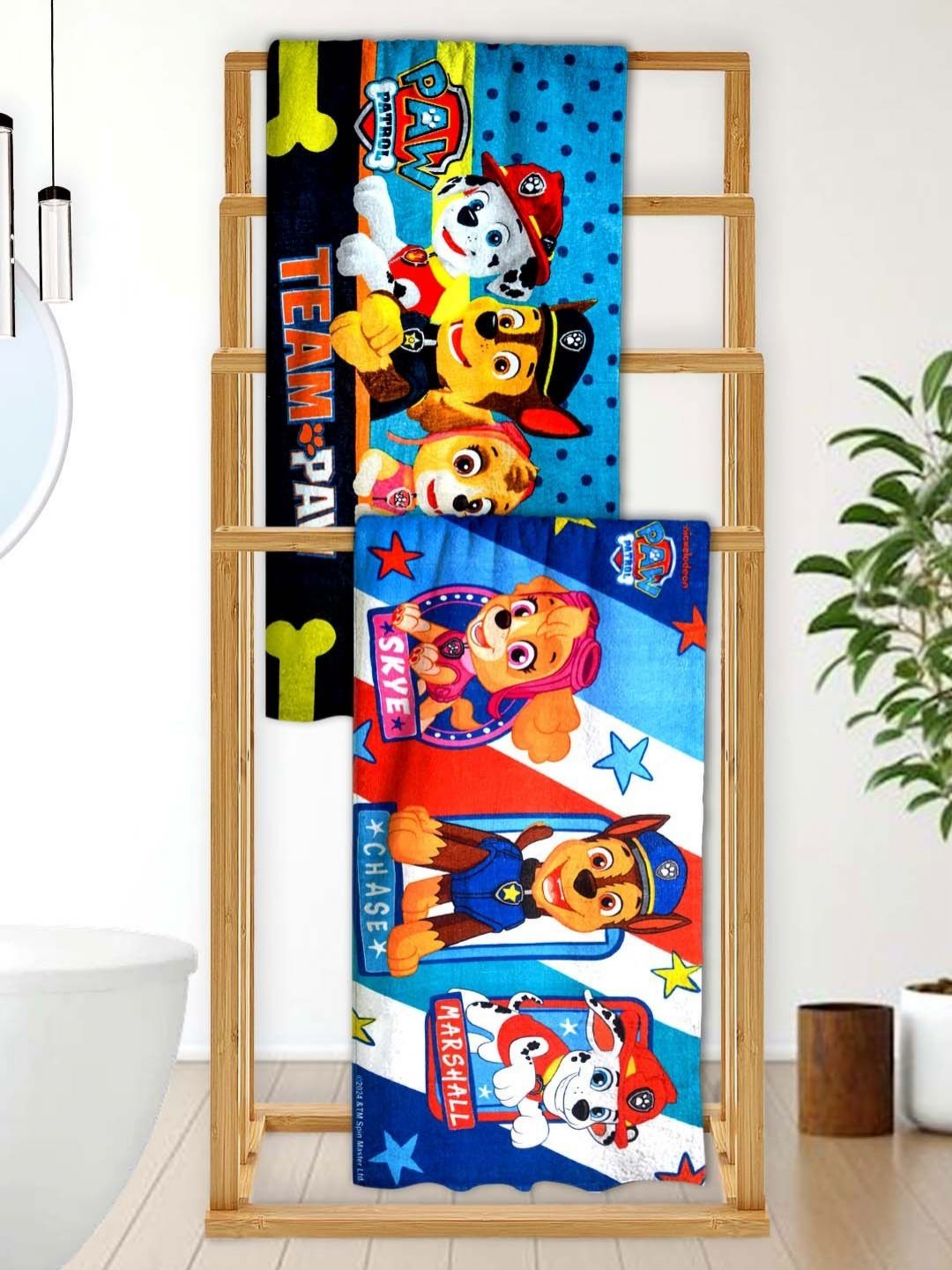 Athom Living Blue & Red 2 Printed Cotton 350 GSM Bath Towel-picture-27