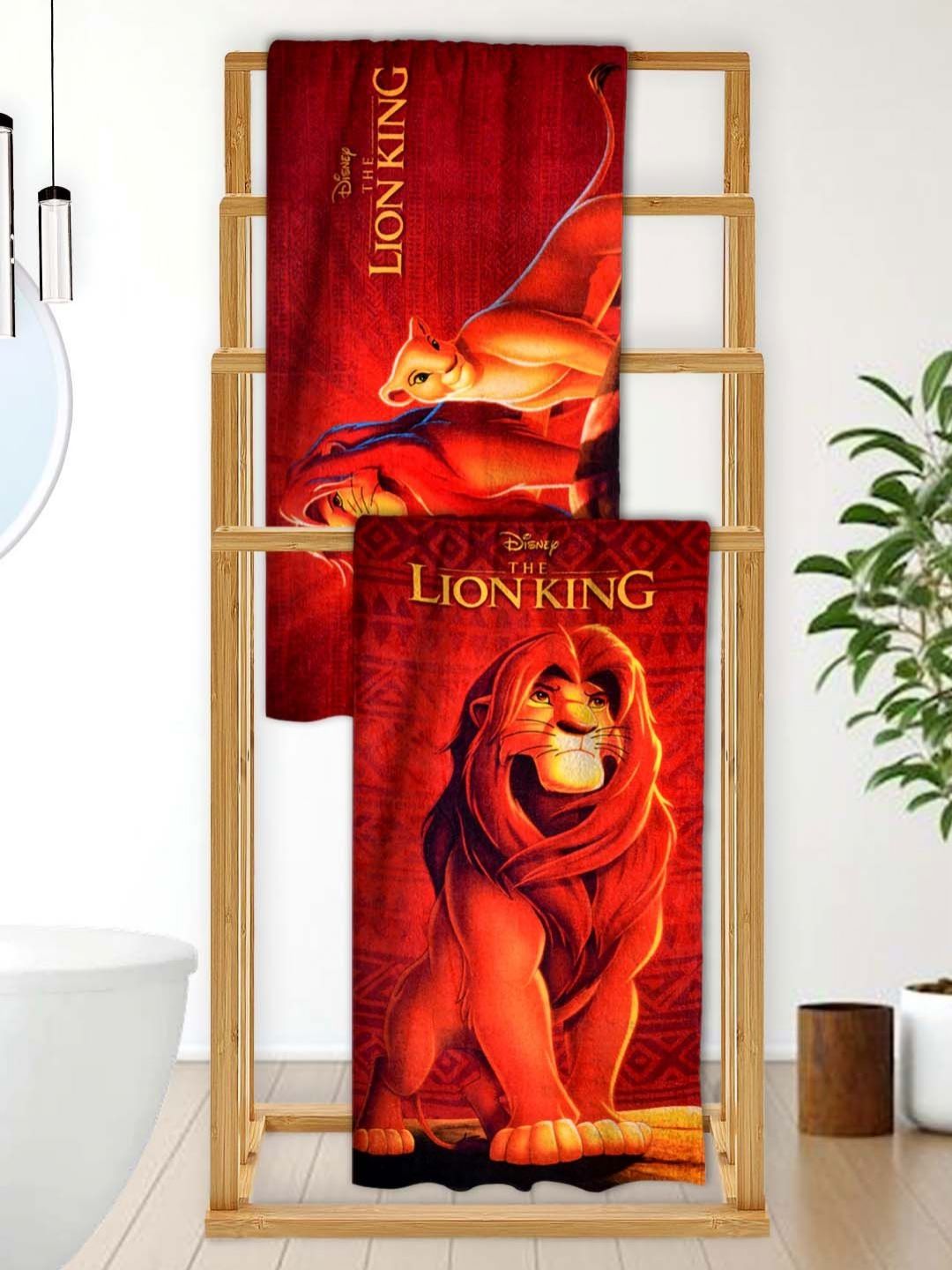 Athom Living Orange & Brown 2 Printed Cotton 350 GSM Bath Towel-image-41