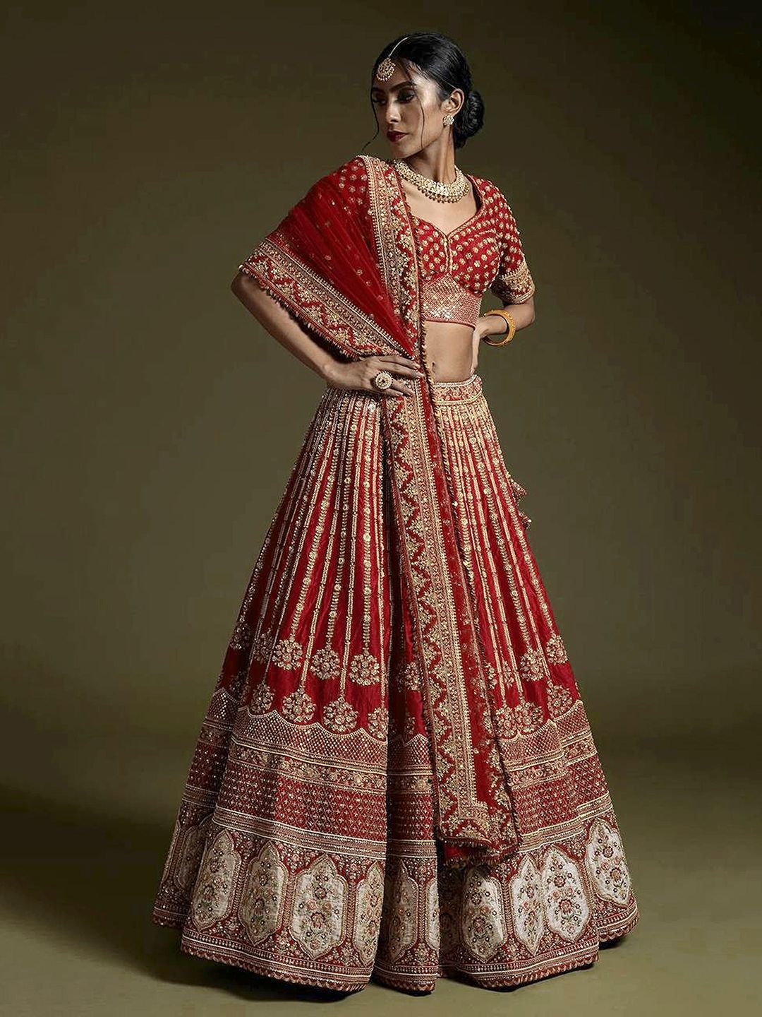 Trendmalls Embroidered Sequinned Semi-Stitched Lehenga & Unstitched Blouse With Dupatta-picture-40