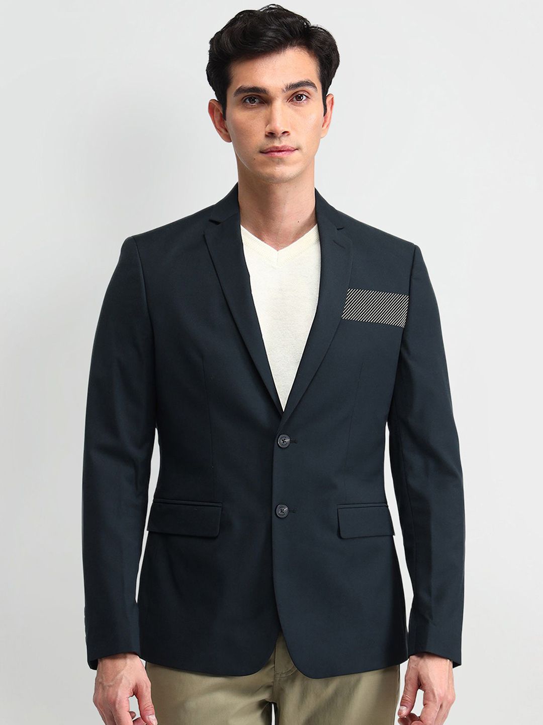 Arrow Notched Lapel Single Breasted Slim-Fit Twill Blazer-picture-23