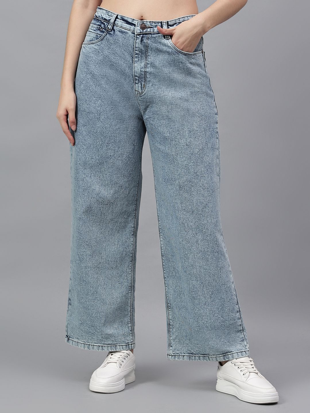 Cantabil Women Original Wide Leg High-Rise Jeans-picture-31