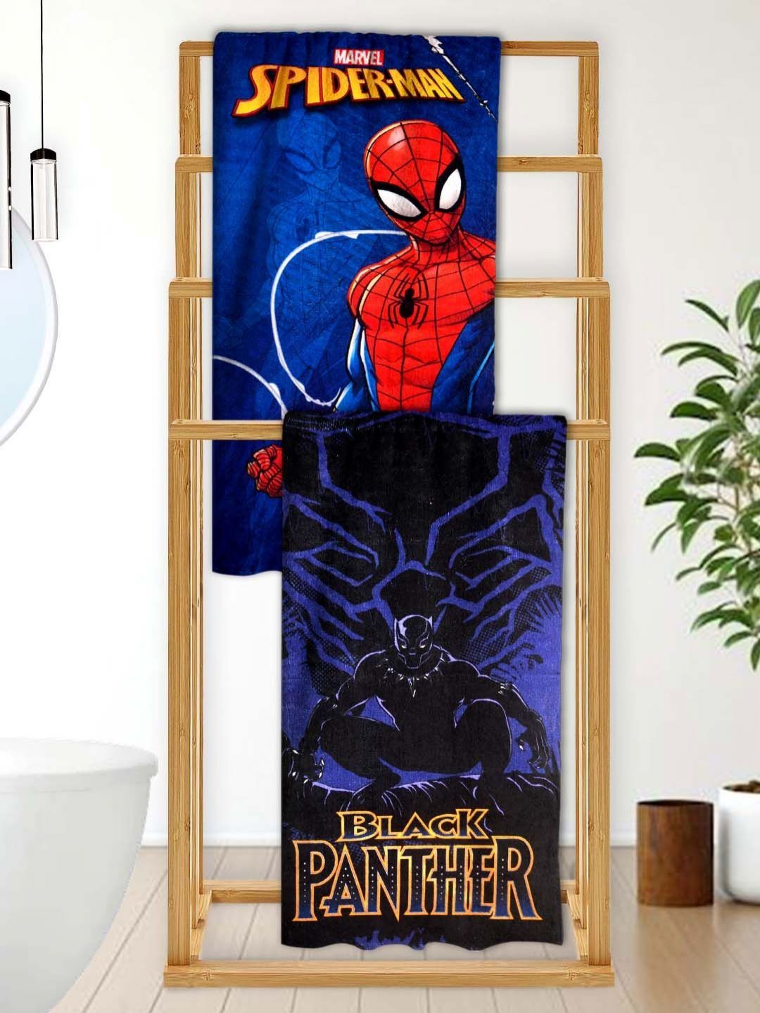 Athom Living Blue & Red 2 Printed Cotton 350 GSM Bath Towel-picture-33