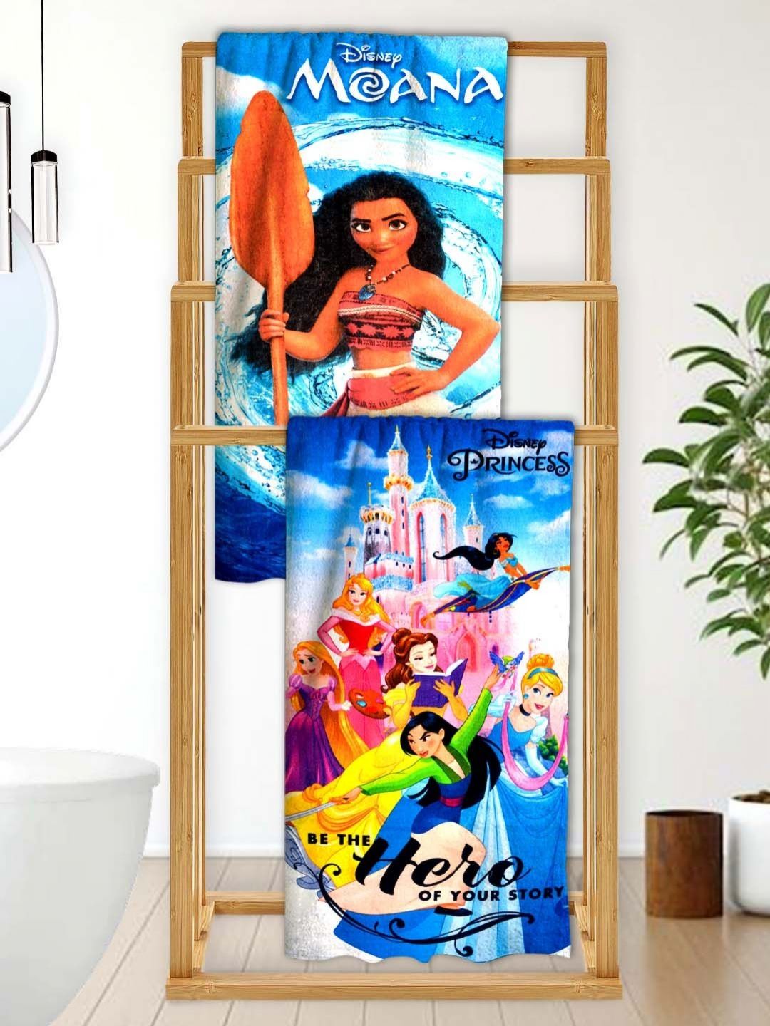 Athom Living Blue & White 2 Printed Cotton 350 GSM Bath Towel-picture-25