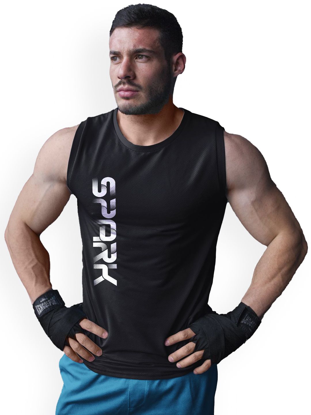 3Colors Printed Dri-Fit Gym Vest VEST-CCUT-SPARK-BLK_M-picture-33