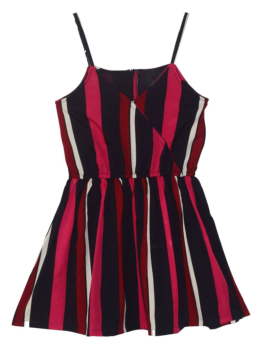 SILK SPARROW Striped Crepe Fit & Flare Dress-picture-40