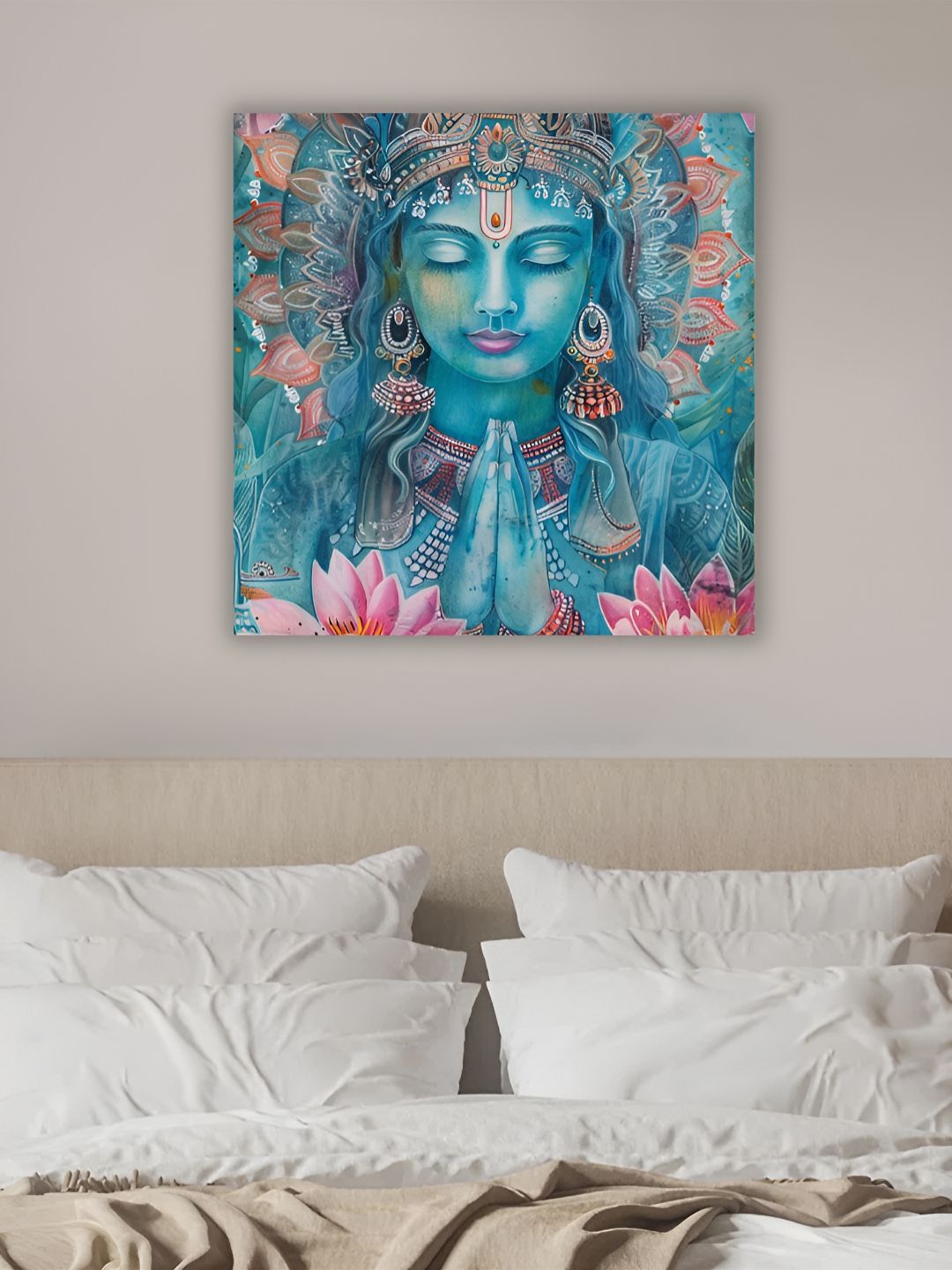 Myntra Elegant Homes Blue & Pink 1 Piece Canvas Religious Wall Paintings-picture-19