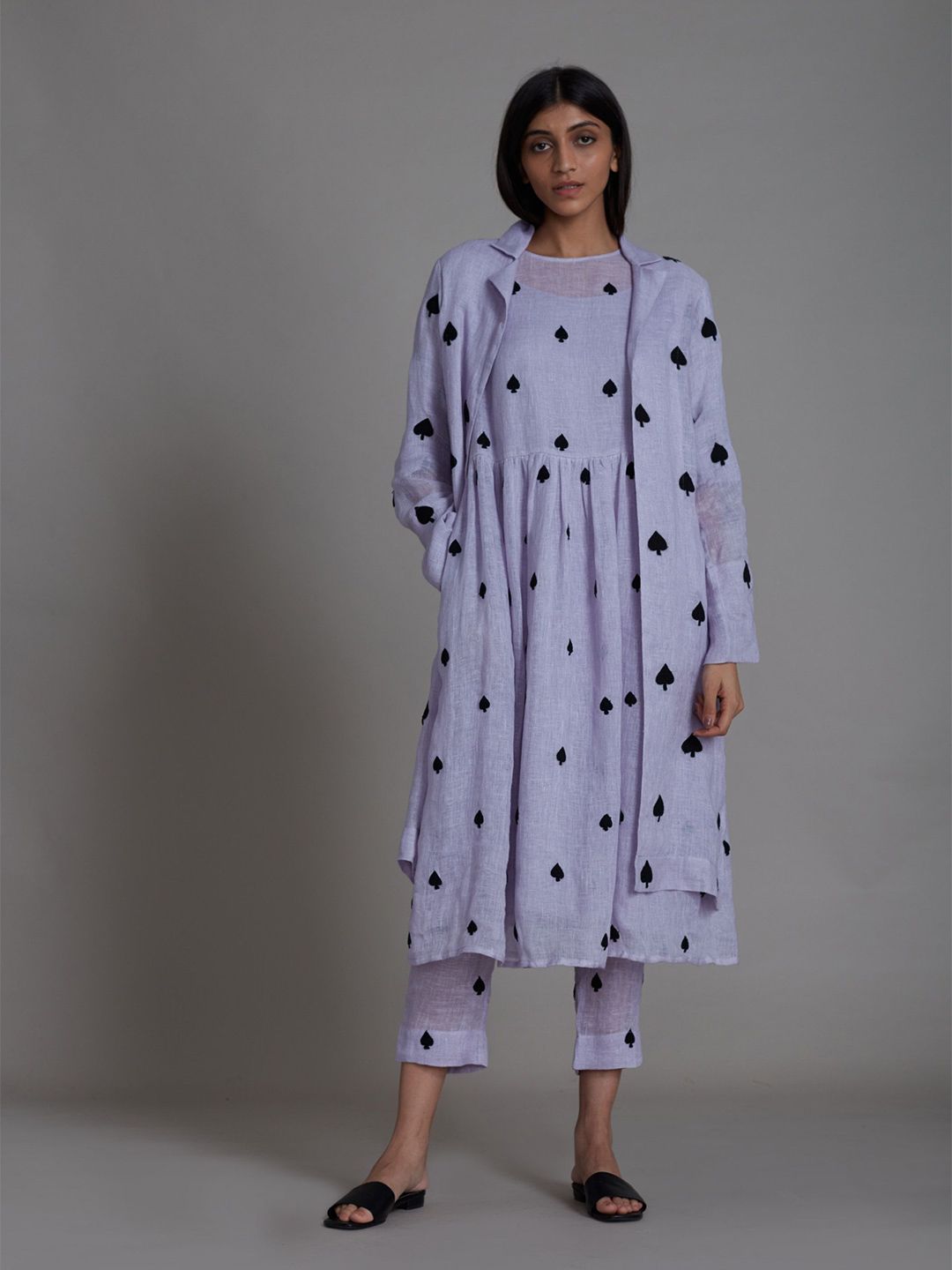 MATI Geometric Printed Round A-Line Kurta With Trouser & Shrug-image-8