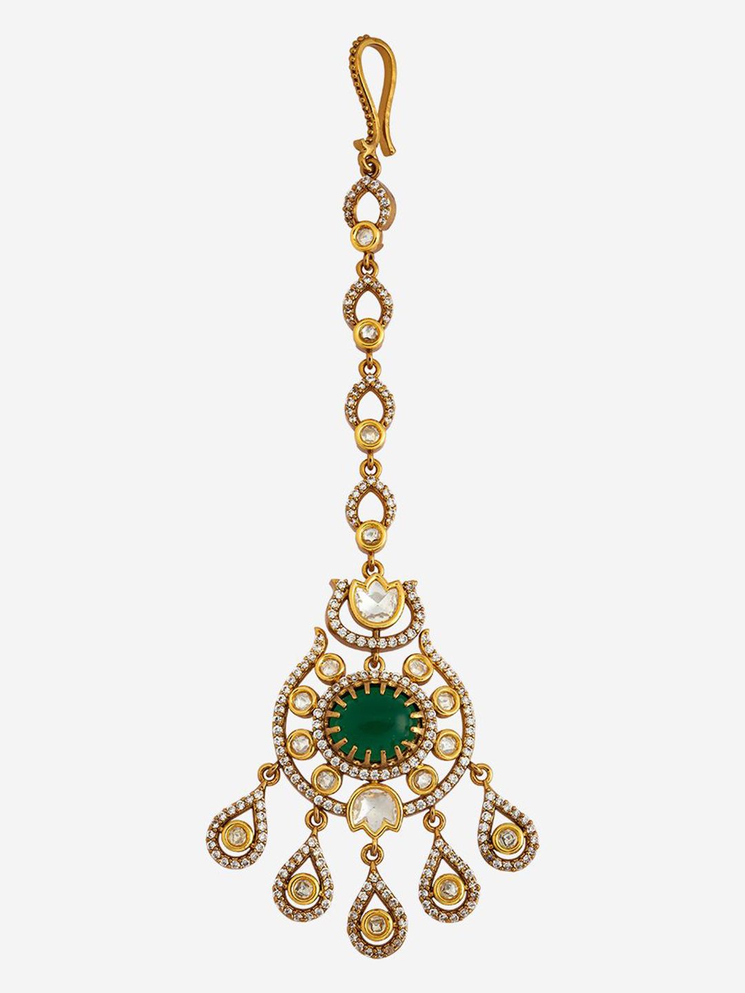Kushal's Fashion Jewellery Gold-Plated Kundan Studded Maang Tikka Head Jewellery-picture-25