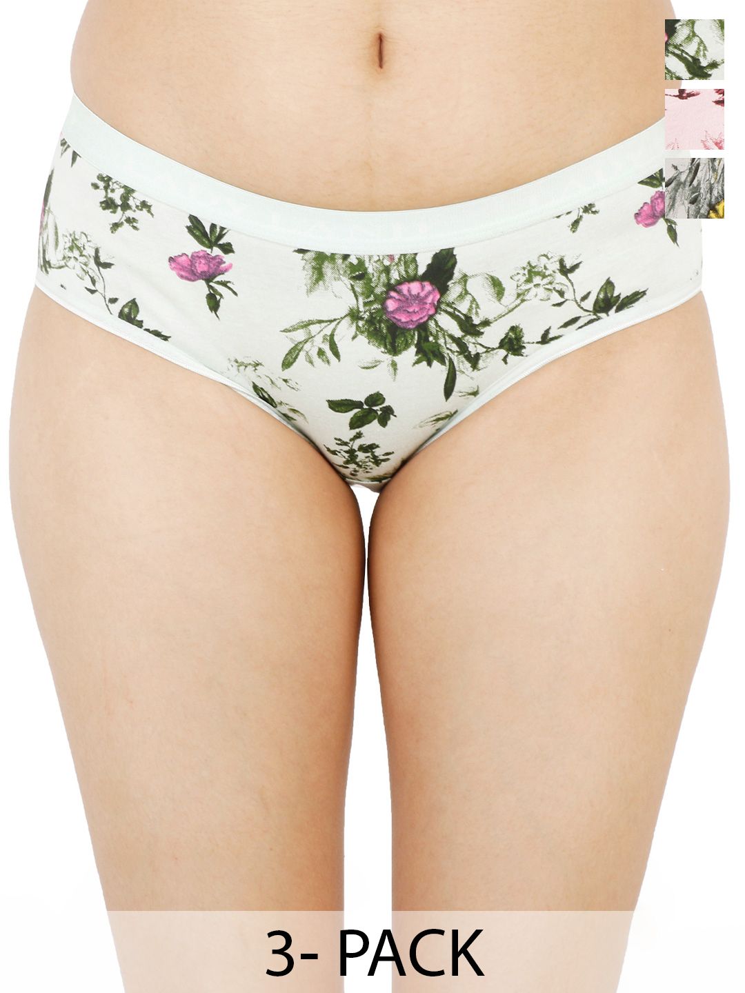 LADYLAND Pack Of 3 Assorted Seamless Hipster Briefs LD00101-WHITE+GREY+PINK-S-picture-40