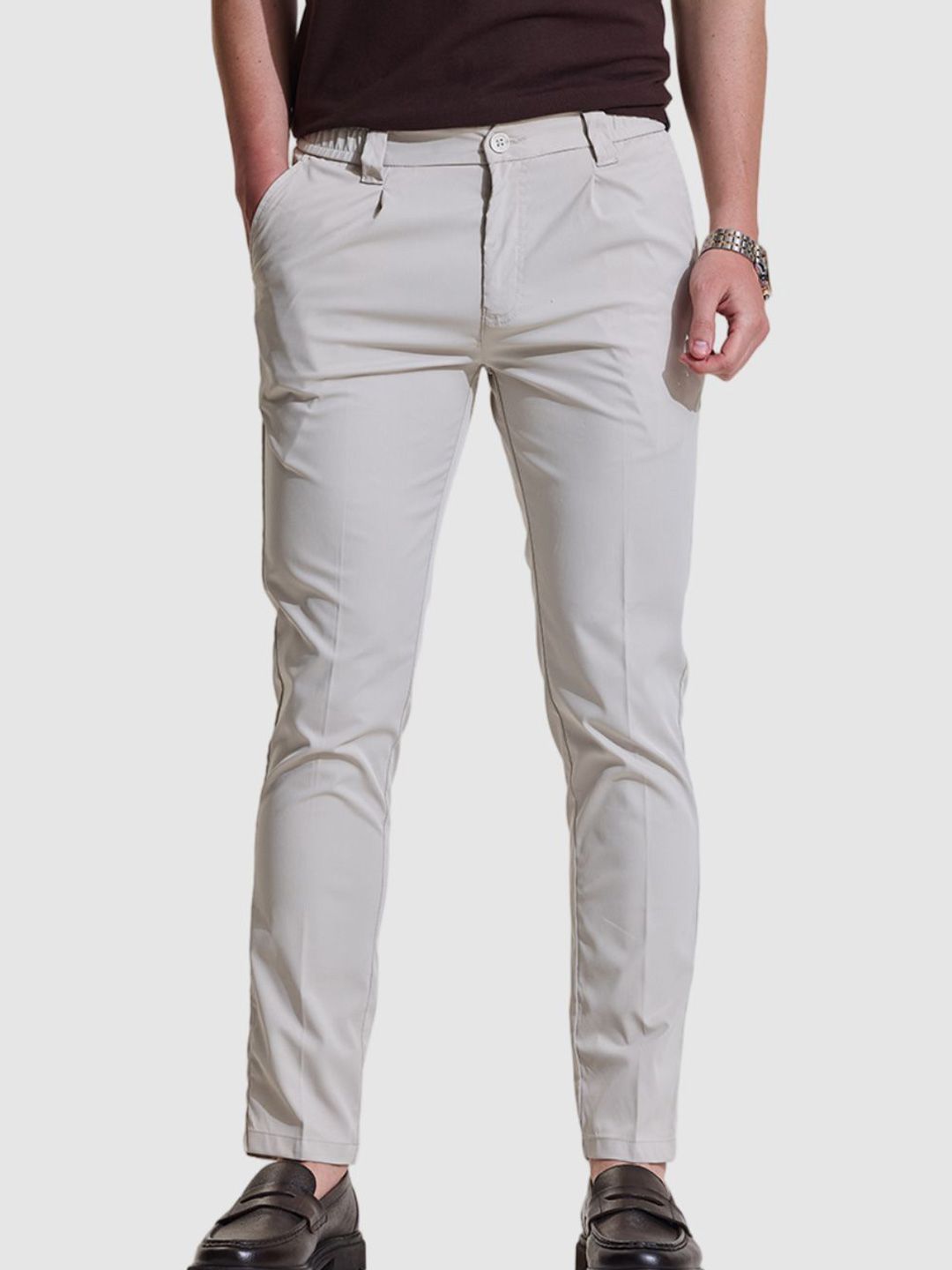 Snitch Men Grey Slim Fit Trousers-picture-43