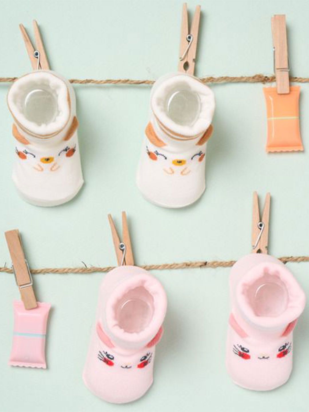 KICKS & CRAWL Infants Pack Of 2 Ankle Length Furry Friends Forever Socks-picture-24