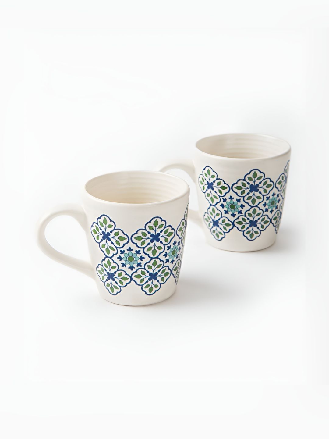 Fabindia Blue & White 2 Pieces Printed Ceramic Glossy Mugs 280ml-image-19