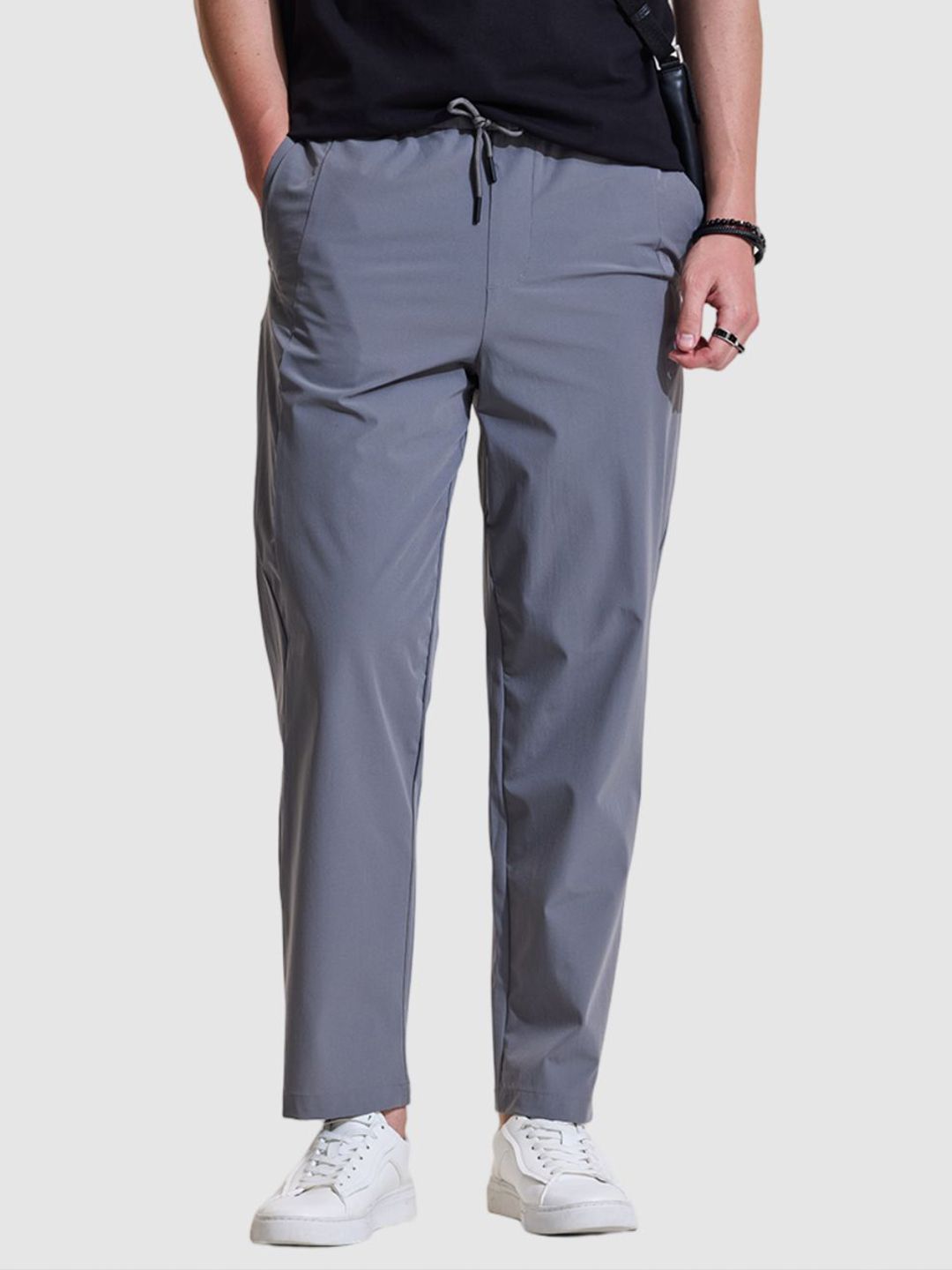 Snitch Men Grey Mid-Rise Regular Fit Trousers-picture-28