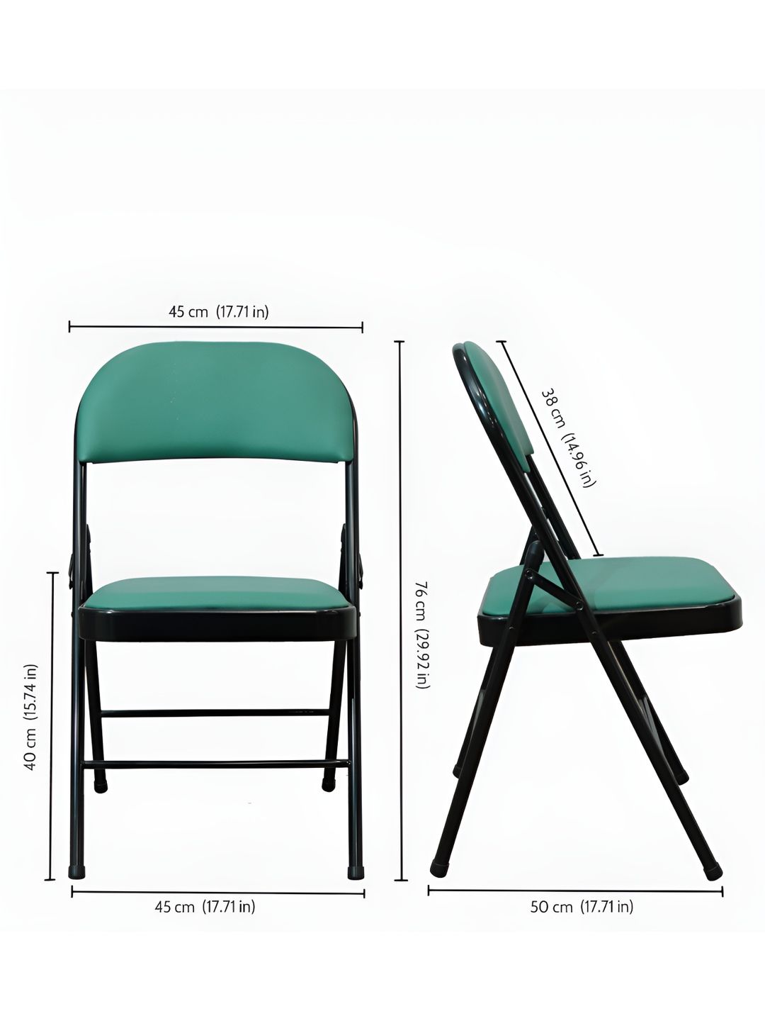 EROS 6-Pcs Green & Black Folding Metal Dinning Chair