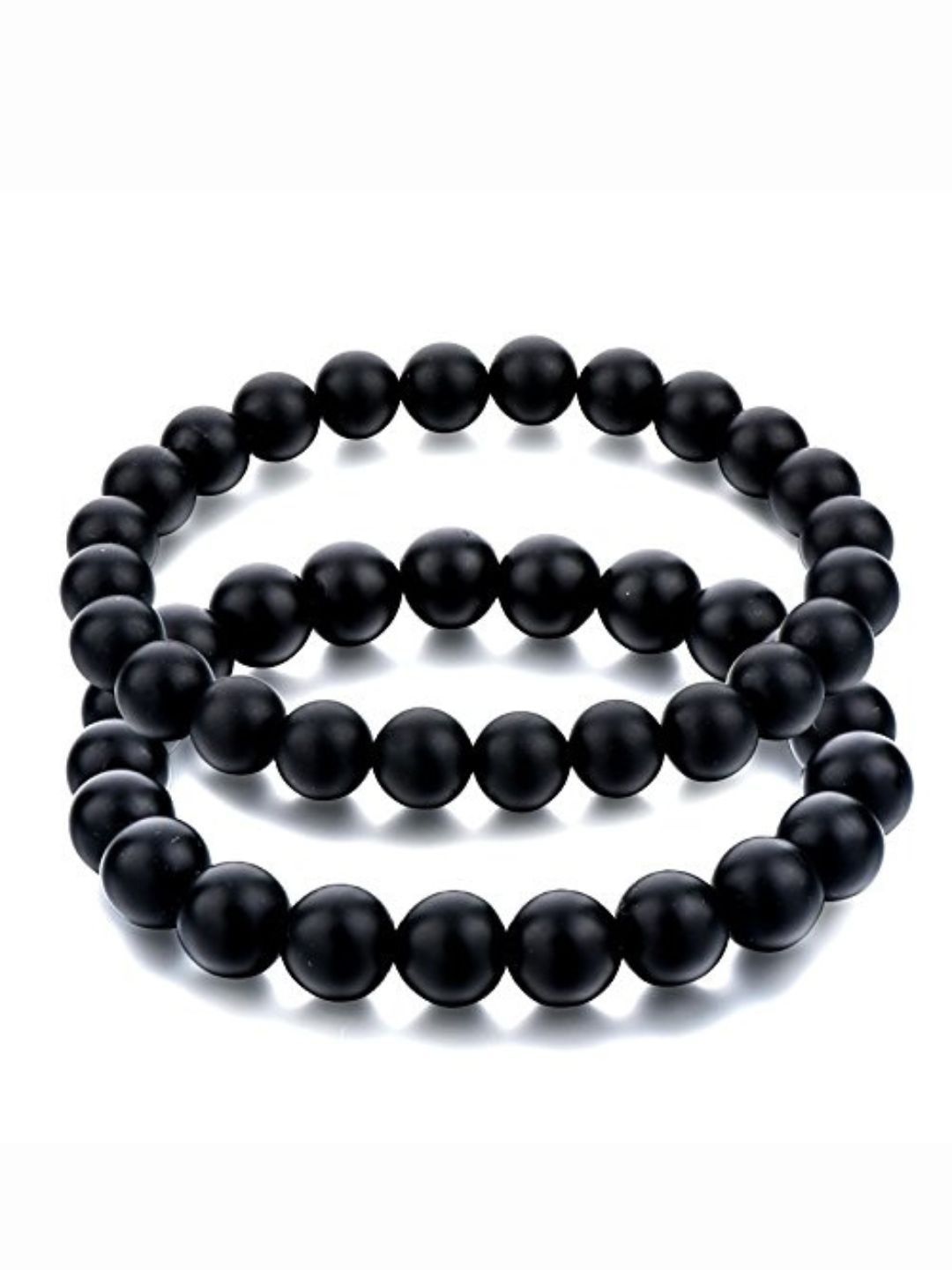 The Roadster Lifestyle Co Men Pack Of 2 Onxy Crystal Stone Studded Stretchable Bracelet-picture-13