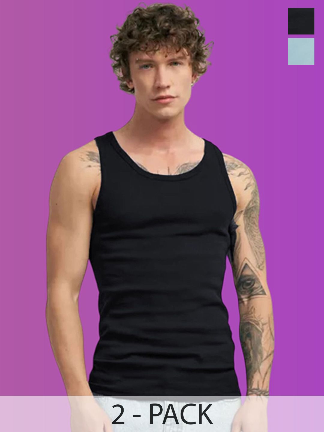 Uniplanet store Pack Of 2 Gym Vests VANumber- UVM-PLC2-SKBL-BLK-S-picture-43