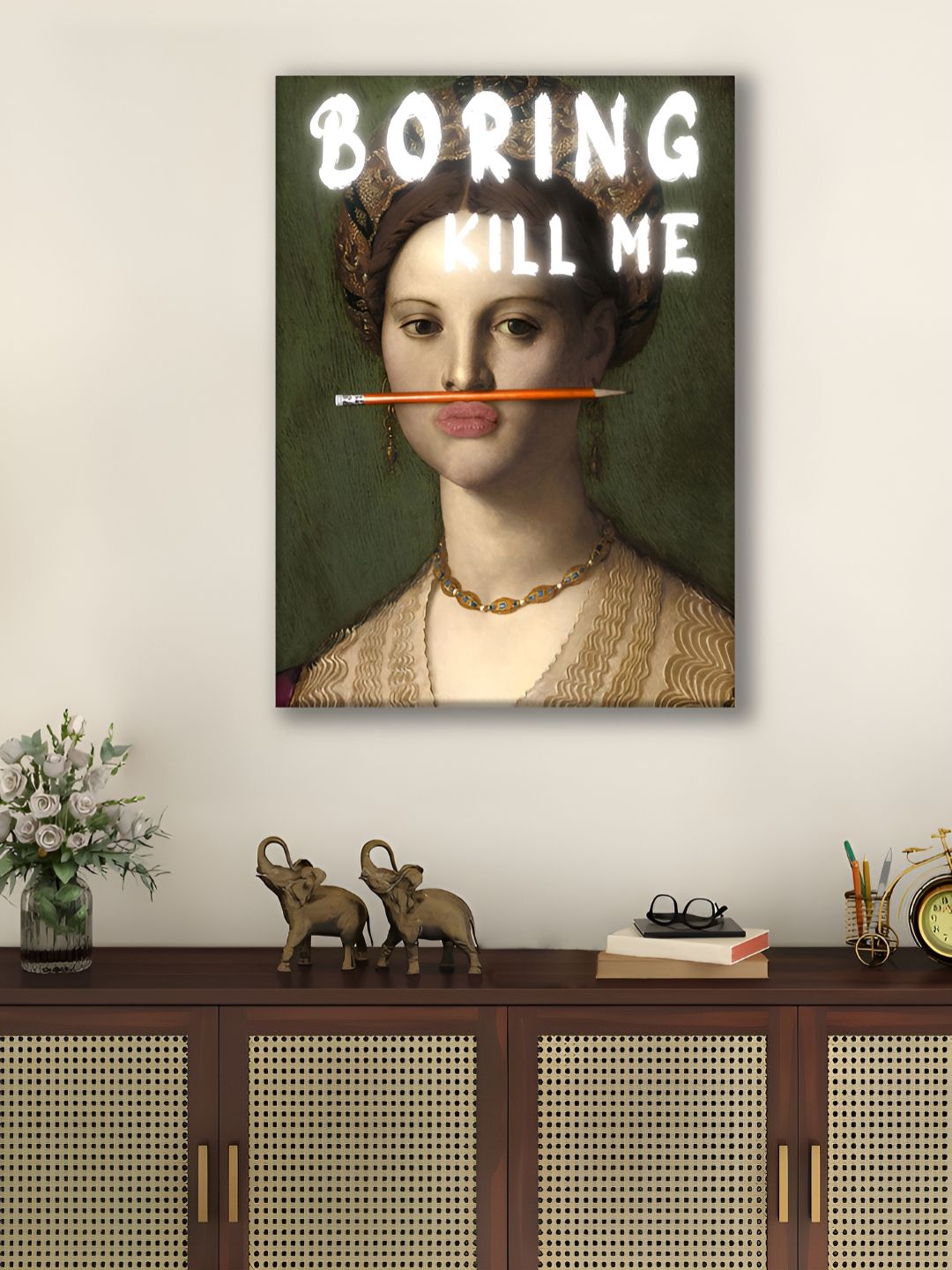 Myntra Elegant Homes Gold-Toned & White 1 Piece Canvas Other Wall Paintings-picture-12