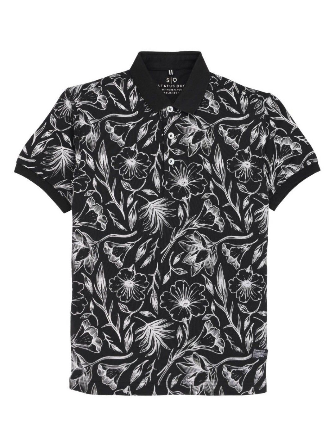 Status Quo Boys Printed Polo Collar Tropical Pockets T-shirt-picture-27