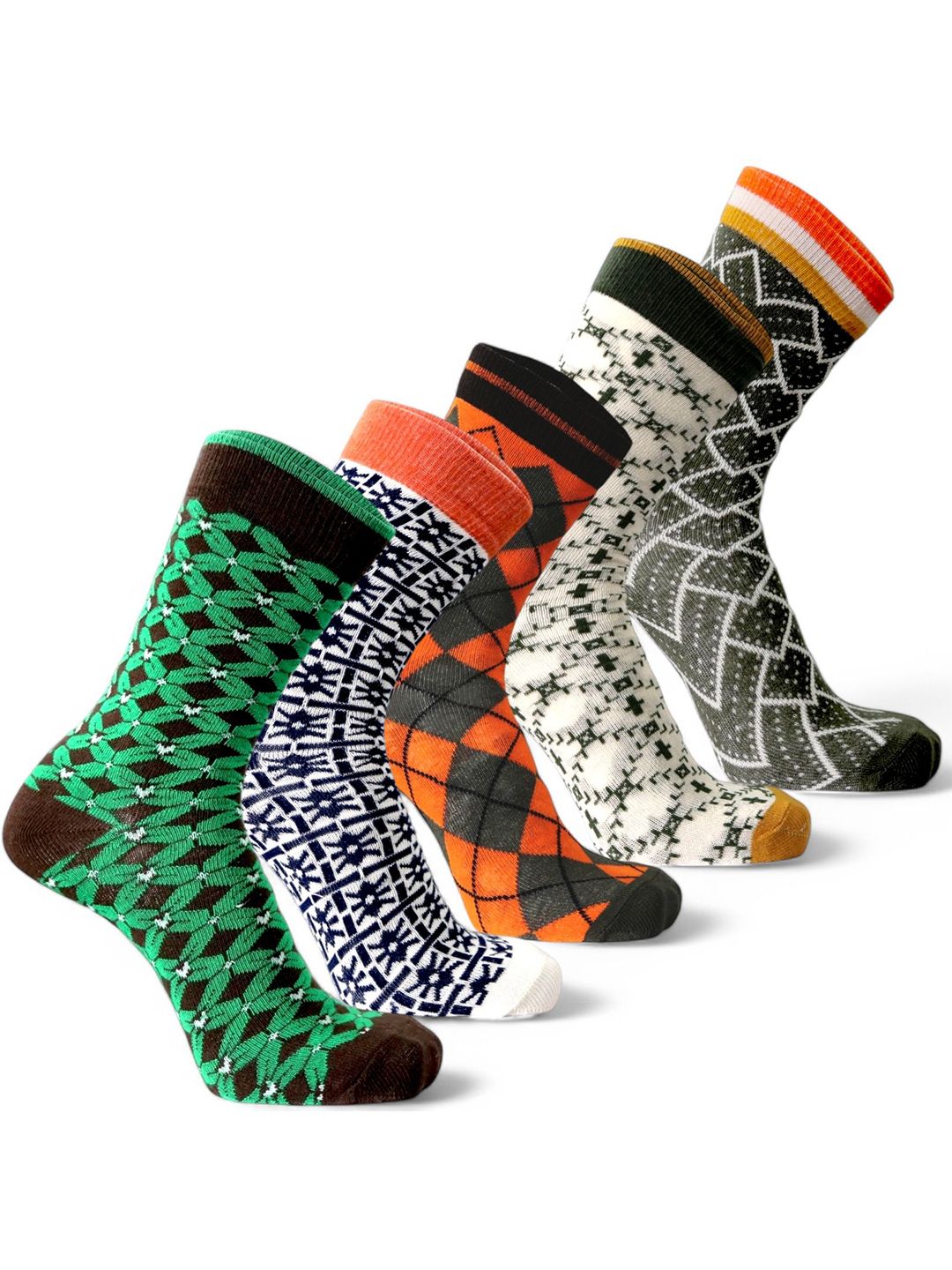 Sockscarving Men Pack Of 5 Checked Cotton Breathable Calf Length Socks-image-6