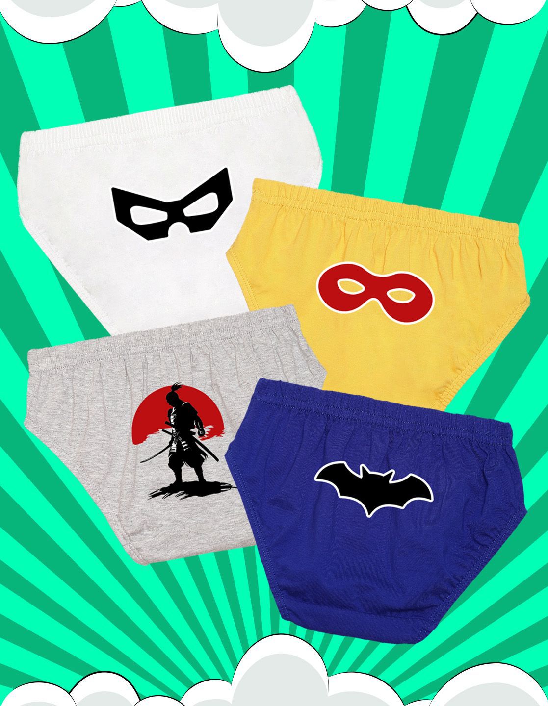 NUSYL Boys Pack Of 4 Printed Cotton Basic Briefs NUBCBRFPO4.0057-picture-24