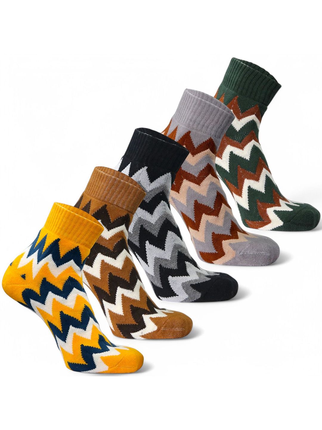 Sockscarving Men Pack Of 5 Striped Cotton Breathable Above Ankle Length Socks-picture-33